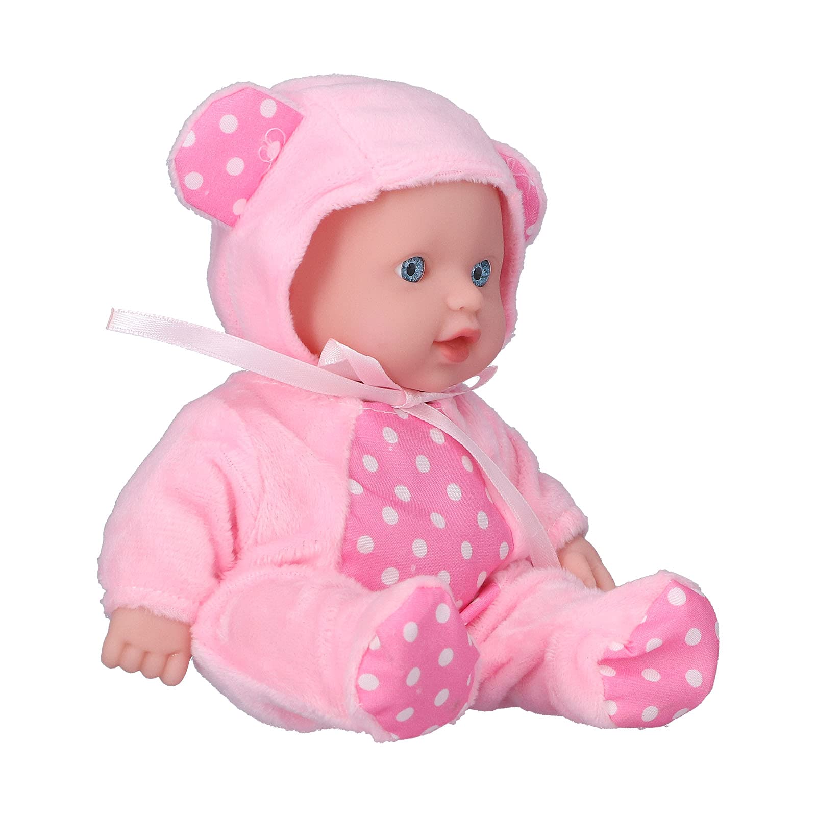 Zerodis 20CM Reborn Baby Doll with Pink Polka Dot Outfit - Realistic Handmade Soft Vinyl Silicone Doll for Girls Age 3+ | Perfect Gift for Birthdays, Christmas & Pretend Play (Pink)