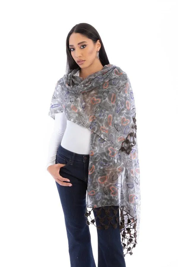 Stylish Mixed Print Knitted Fringe Scarf for Women - Soft Winter Fashion Accessory - Perfect for Cold Weather, Outdoor Activities and Holiday Outfits
