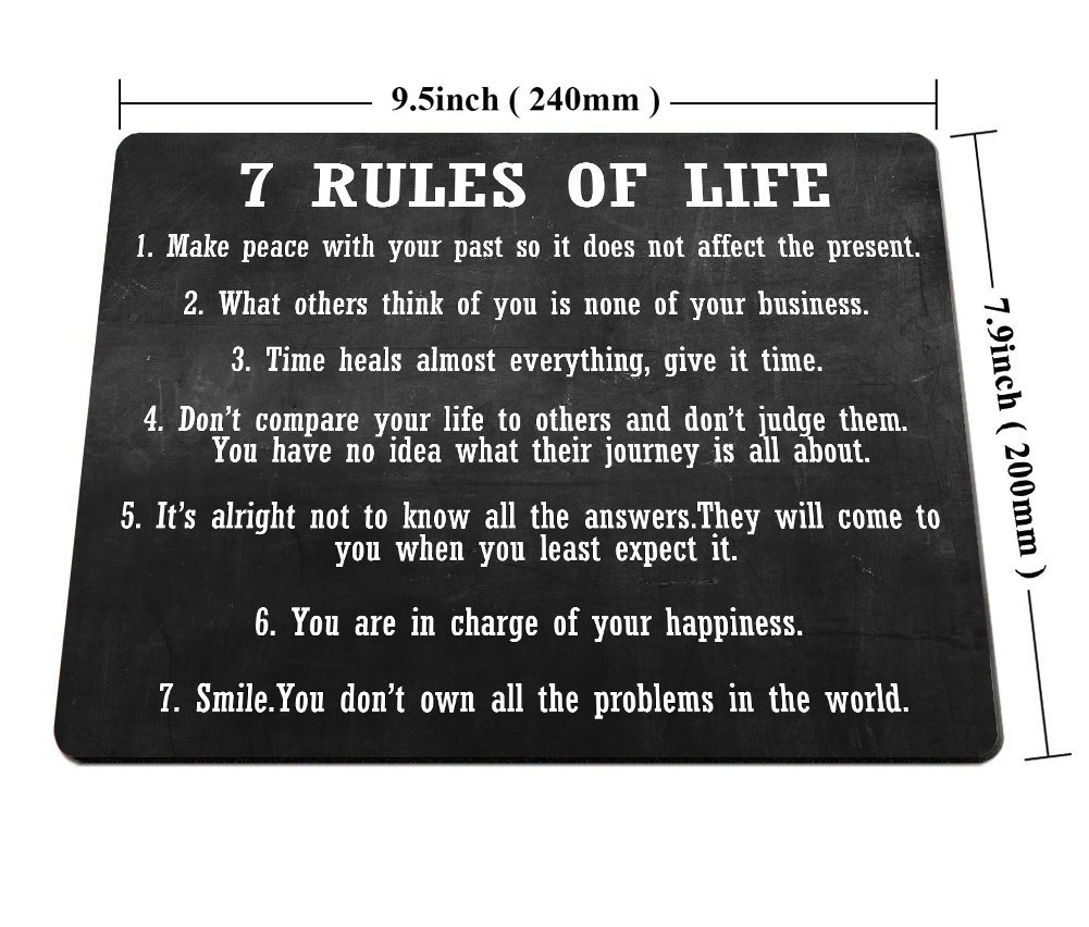 Custom Smooffly Gaming Mouse Pad with 7 Rules of Life Motivational Design - Non-Slip Surface for PC, Laptop & Office Use - Perfect for Gamers & Workstations