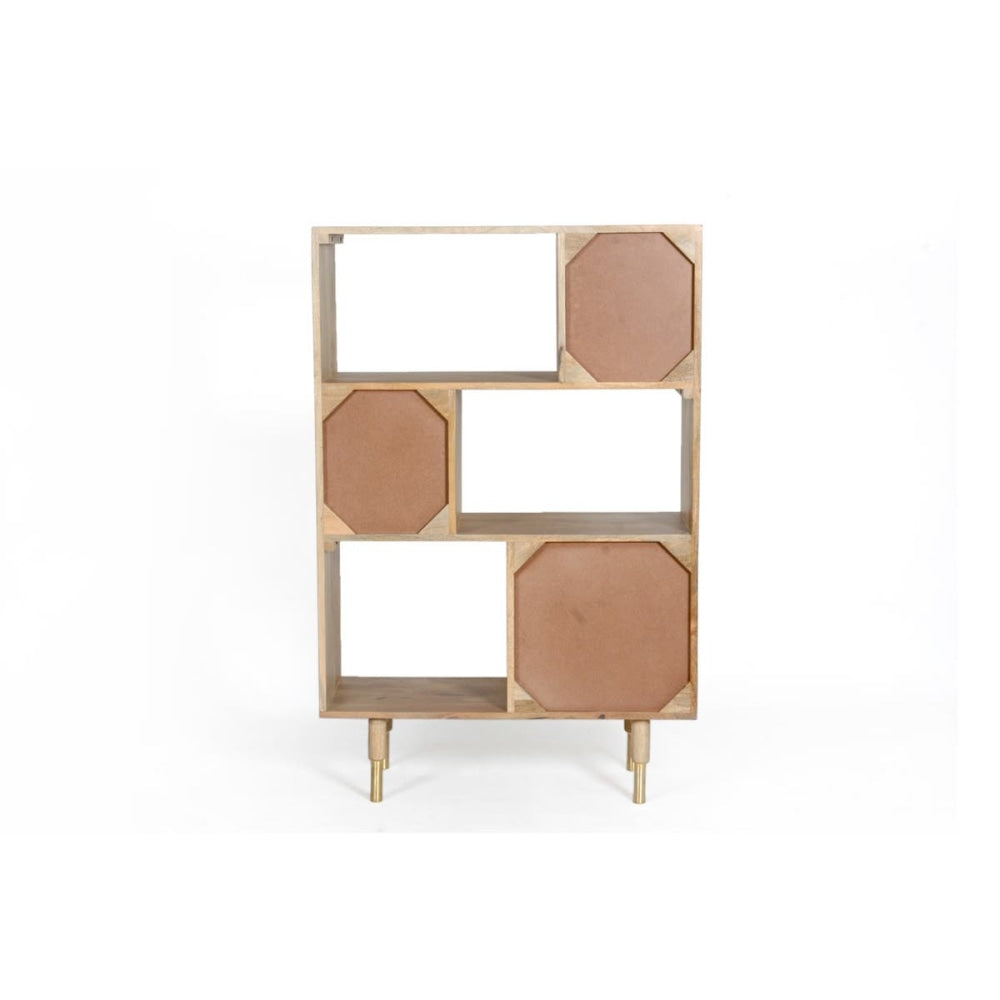 3-Tier 5-Cube Bamboo Bookcase with Door - Natural Wood Storage Shelf for Living Room, Bedroom & Office Organization