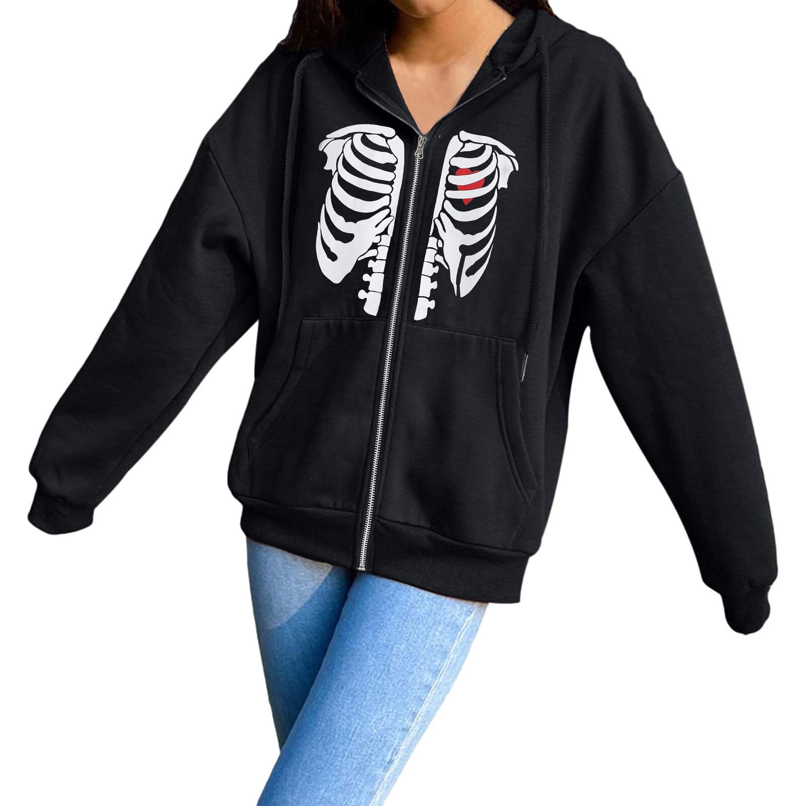 Women's Fleece Zip-Up Hoodie with Pockets - Cozy Letter Print Sweatshirt & Plus Size Jacket for Casual Wear, Outdoor Activities & Lounge Comfort