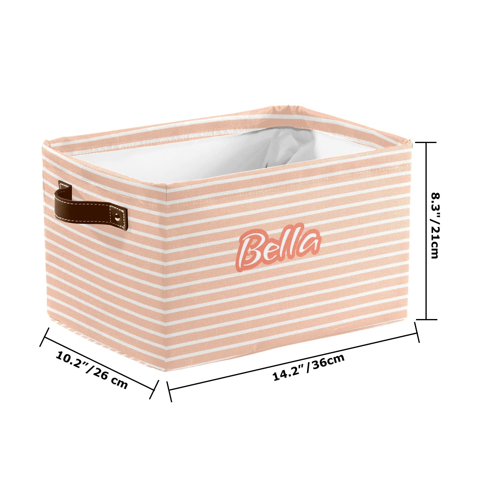 Custom Striped Yellow Collapsible Storage Bin Box with Name - Personalized Closet Organizer for Clothes, Toys & Pet Supplies | Nursery, Bedroom & Home Organization Solution