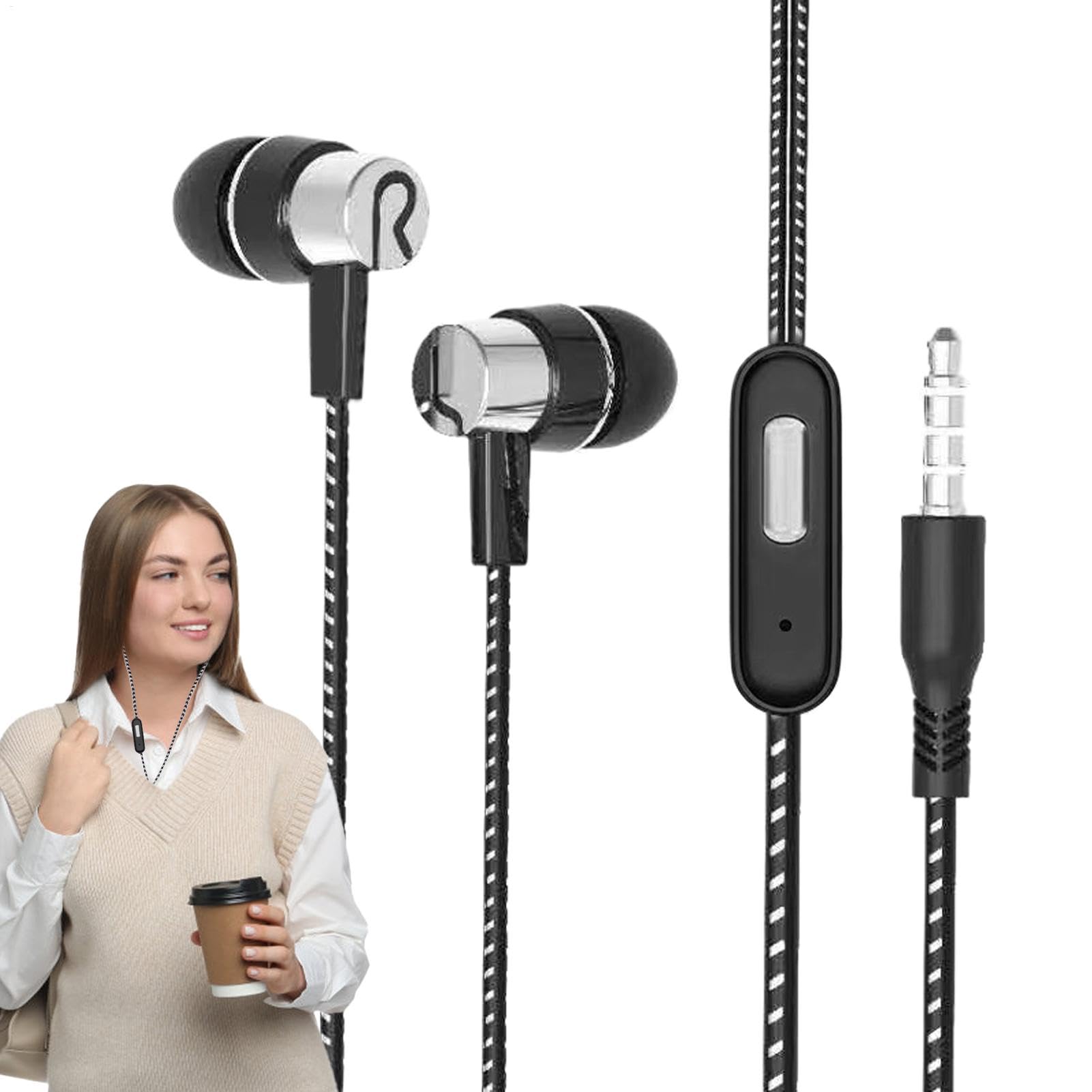 High-Fidelity Stereo Wired Earbuds with Mic - In-Ear Headphones for Music, Podcasts & Calls | Noise Isolating Sports Earphones for Running, Gym & Workout | Comfortable Secure Fit for Active Lifestyle