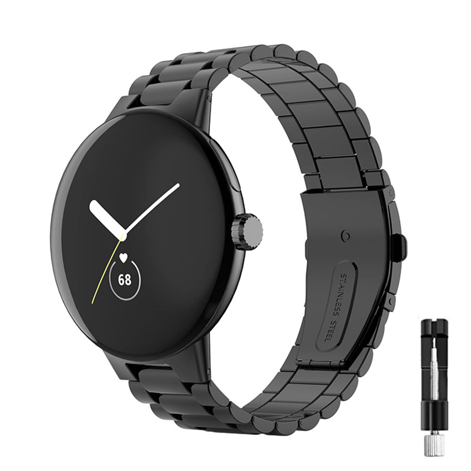 Stainless Steel Watch Band for Google Pixel Watch 3 41mm/Pixel Watch 2/Pixel Watch 1 - Adjustable Replacement Strap Wristband Accessories (Not Compatible with Pixel Watch 3 45mm) | Perfect for Workouts, Business Meetings & Everyday Wear