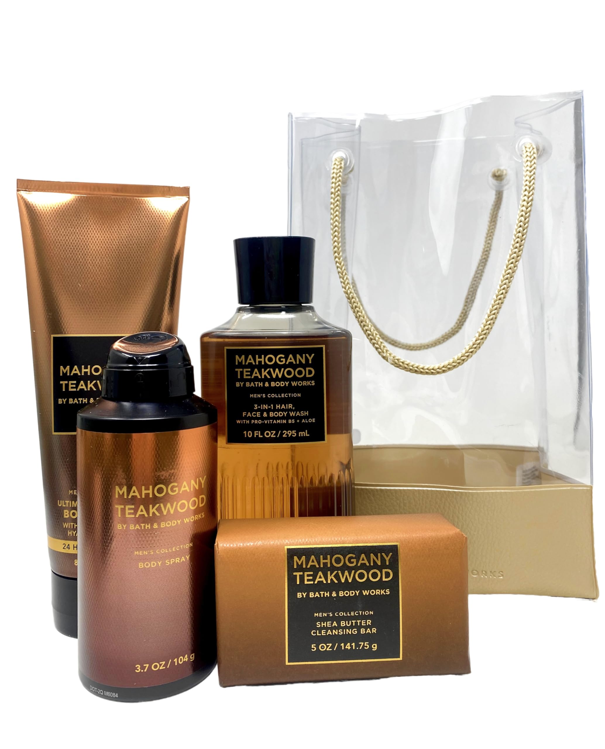 Mahogany Teakwood Gift Set for Men - Body Cream, 3-in-1 Wash, Body Spray & Cleansing Bar | Bath & Body Works | Perfect for Spa Day, Self-Care & Gifts