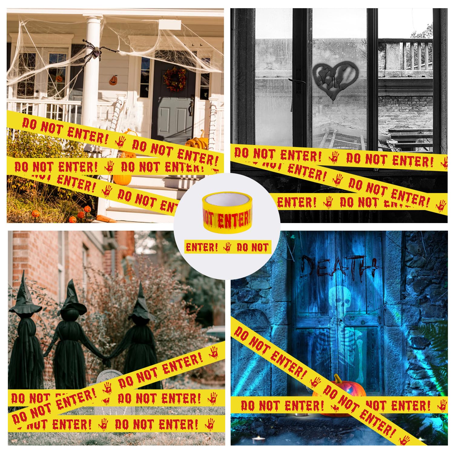 DIYASY Halloween Caution Tape Decorations - 1.9inch x 82ft Yellow Scary Danger Warning Tape for Haunted House, Party & Outdoor Decor - Perfect for Halloween Parties, Haunted Houses, Crime Scene Themes & Spooky Events