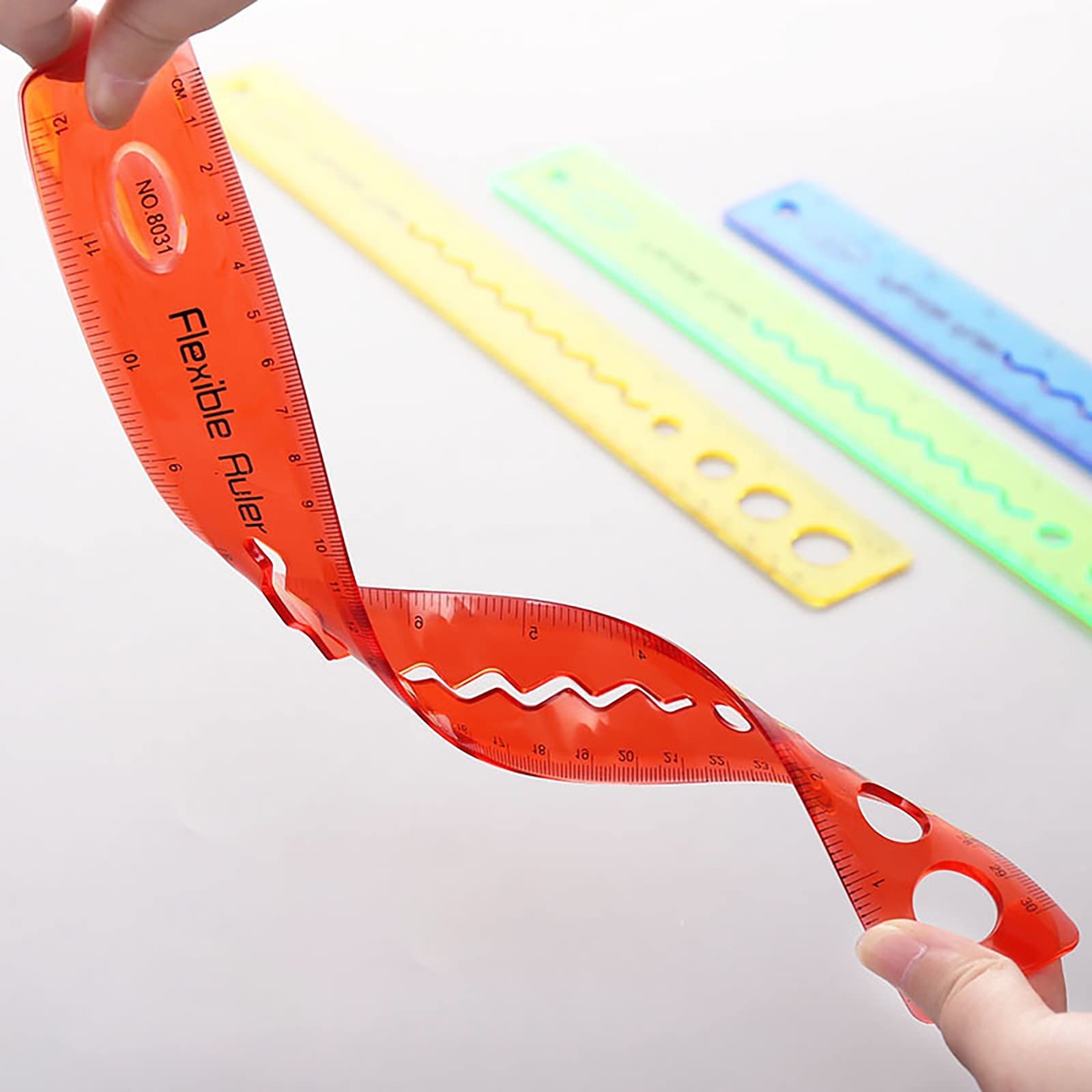 Flexible Ruler 12 Inch/30cm - Bendable Soft Ruler for Kids & Adults - Unbreakable Shatterproof Clear Plastic Straight Edge Ruler - Perfect for School, Office, Sewing & DIY Crafts