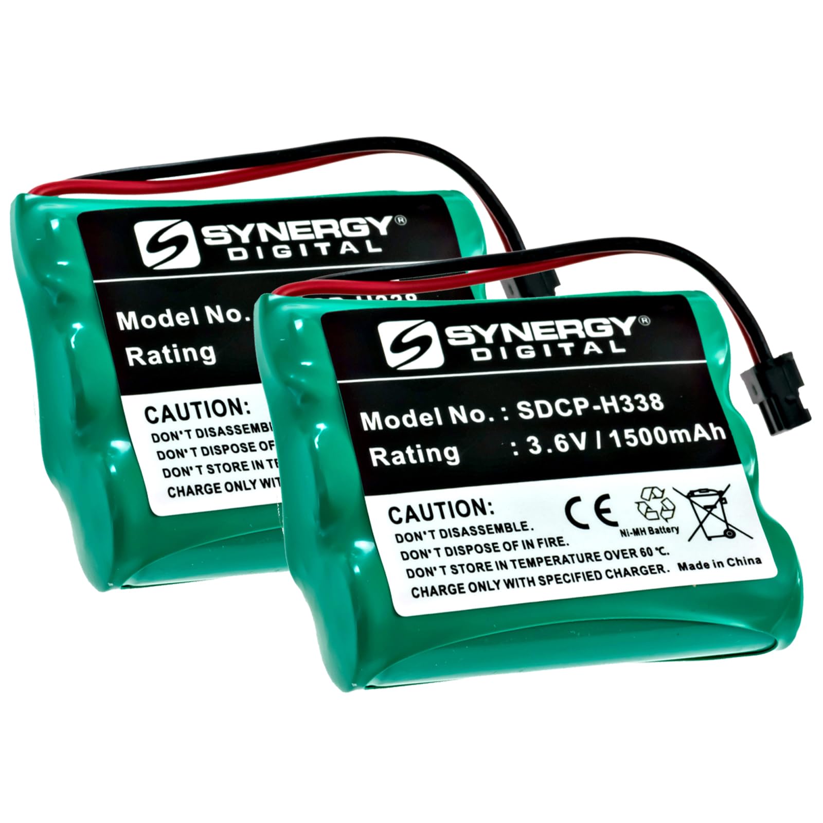 Synergy Digital Rechargeable Cordless Phone Batteries - 2 Pack Ni-MH 3.6V 1500mAh Replacement Battery for Uniden BT-800 & BT-905 Models - Perfect for Home Office & Business Cordless Phones