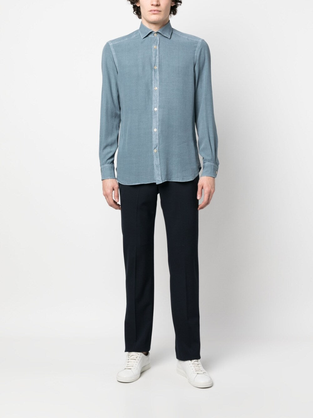 Boglioli Clear Blue Men's Dress Shirts - Premium Slim Fit Formal Shirts for Business & Office Wear