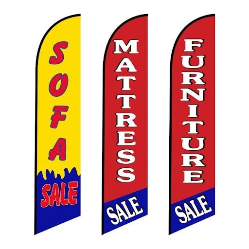 3 Swooper Welcome Home Flags - Furniture Sale on Sofas & Mattresses - Perfect for Living Room Decor and Home Staging