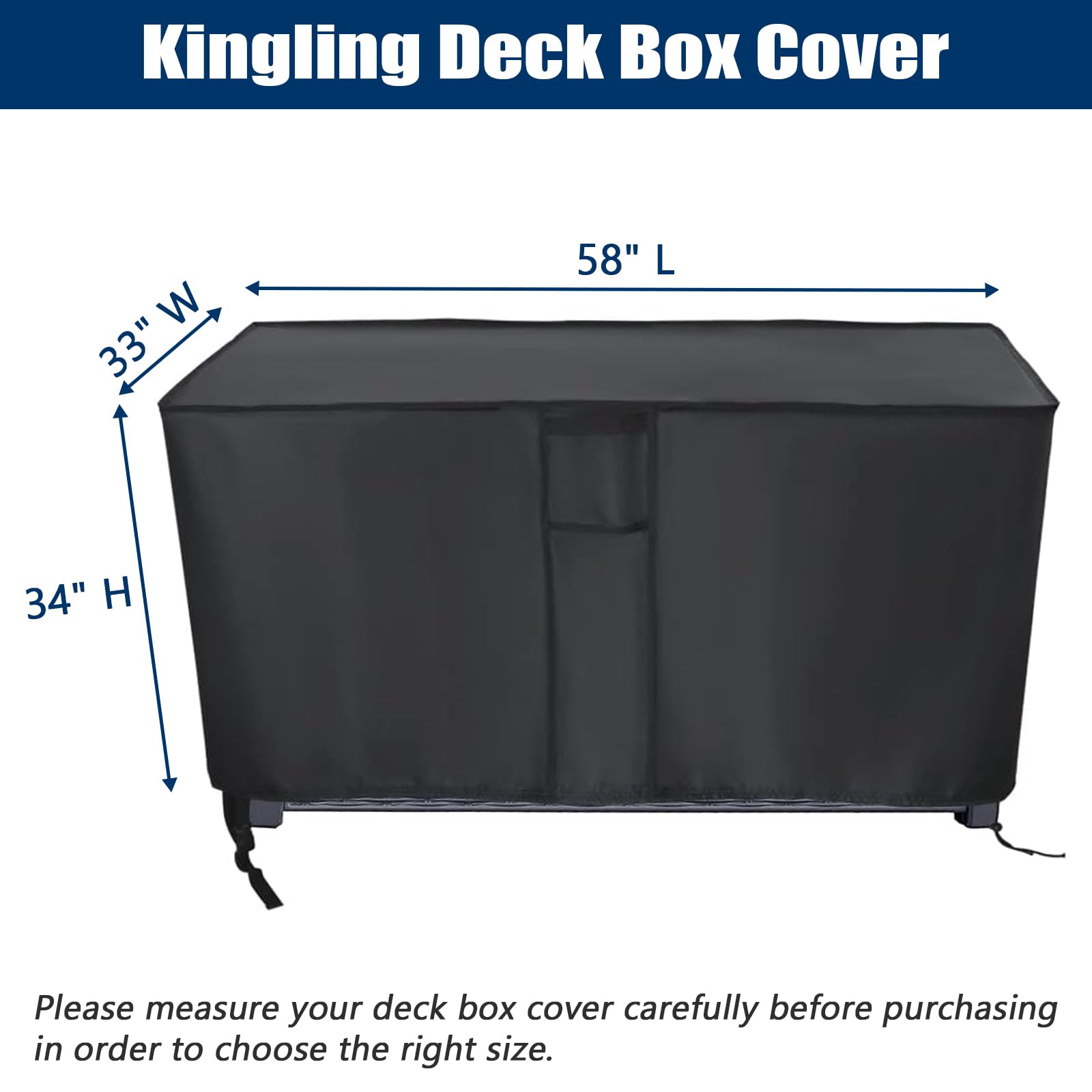 Kingling Waterproof Deck Box Cover for Keter XXL 230 Gallon Storage Box - Outdoor Furniture Protector, Black (58