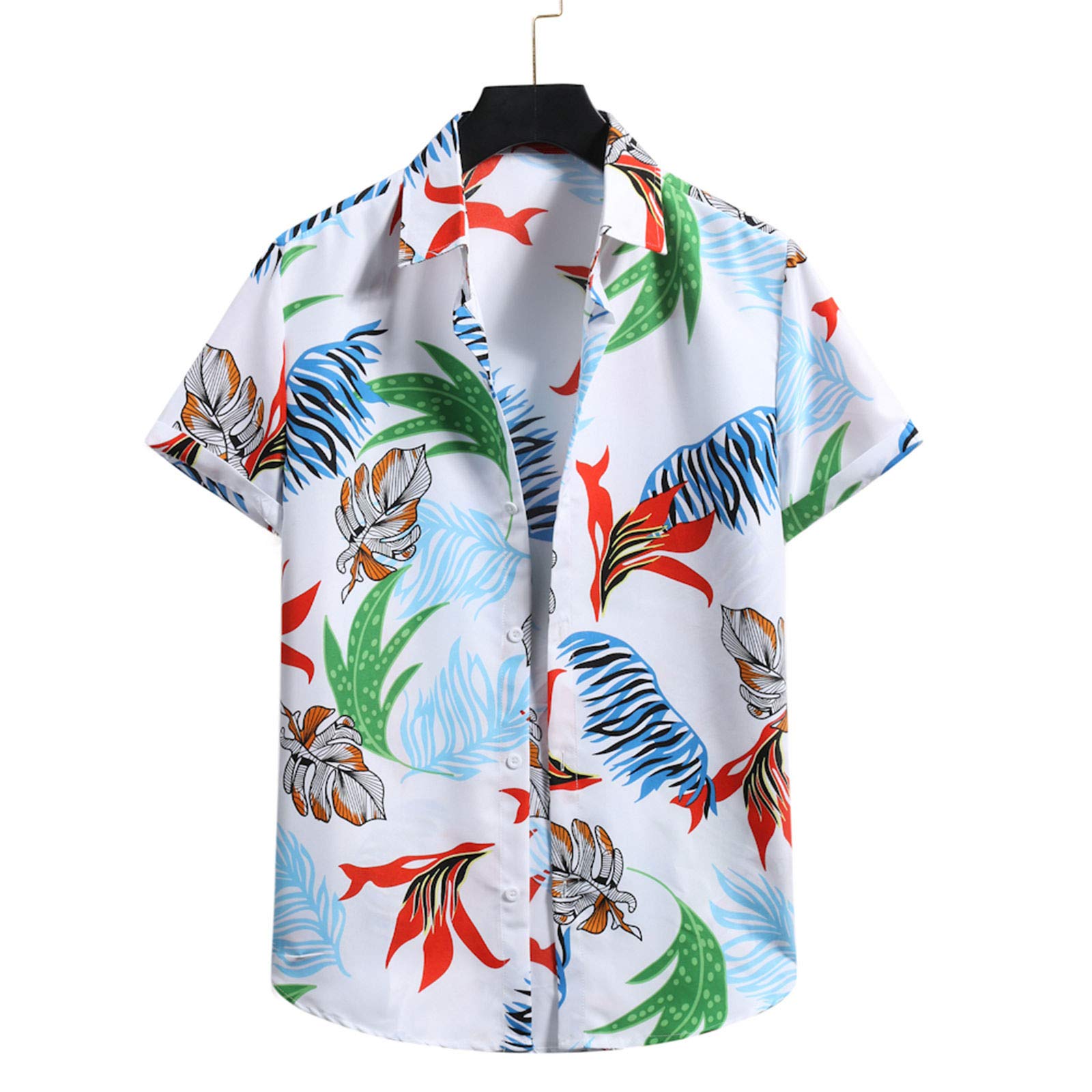 Hawaiian Shirt for Men - Short Sleeve Beach Floral Print Cardigan with Dragon Design - Casual Summer Tops for Vacation, Party & Outdoor Activities