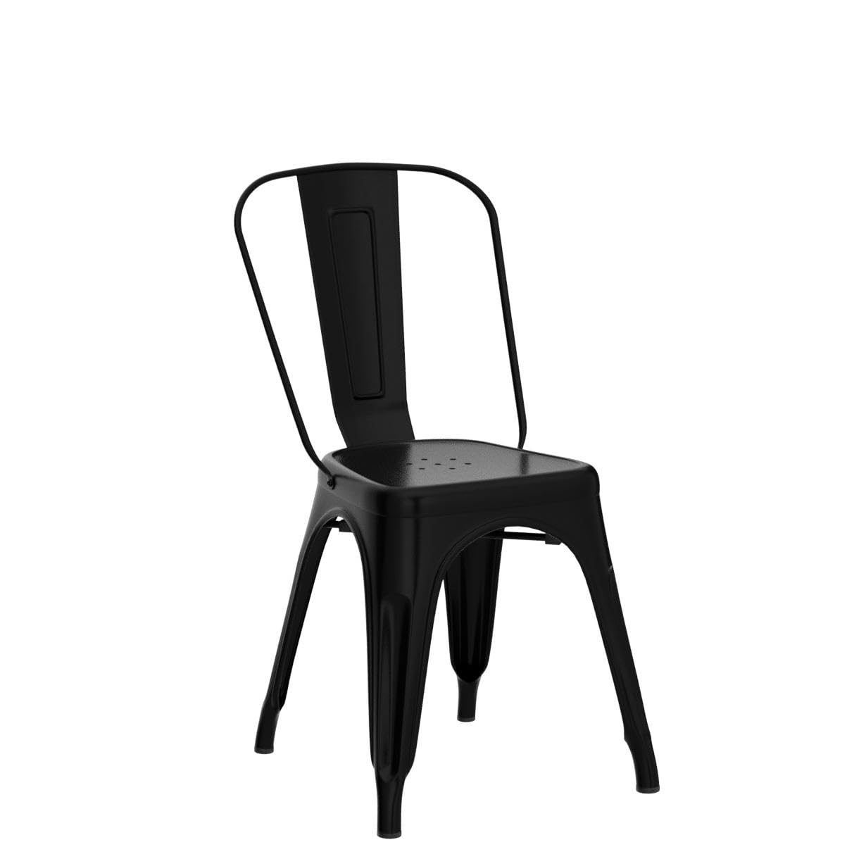 Stylish Metal Dining Chairs - Set of 2 Stackable Indoor/Outdoor Bistro Chairs for Kitchen, Cafe, Restaurant & Pub - Industrial Farmhouse Design with 330Lbs Weight Capacity - Perfect for Patio, Garden, Dining Room & Commercial Spaces
