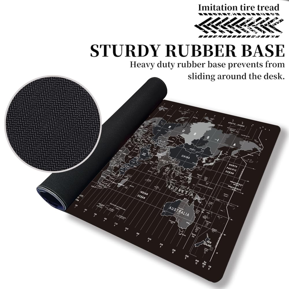XXL Large Gaming Mouse Pad with World Map Design - 31.5 x 11.8 Inch Extended Keyboard Mouse Mat, Non-Slip Rubber Base for PC & Laptop - Perfect for Gamers, Office Work & Home Computer Desks