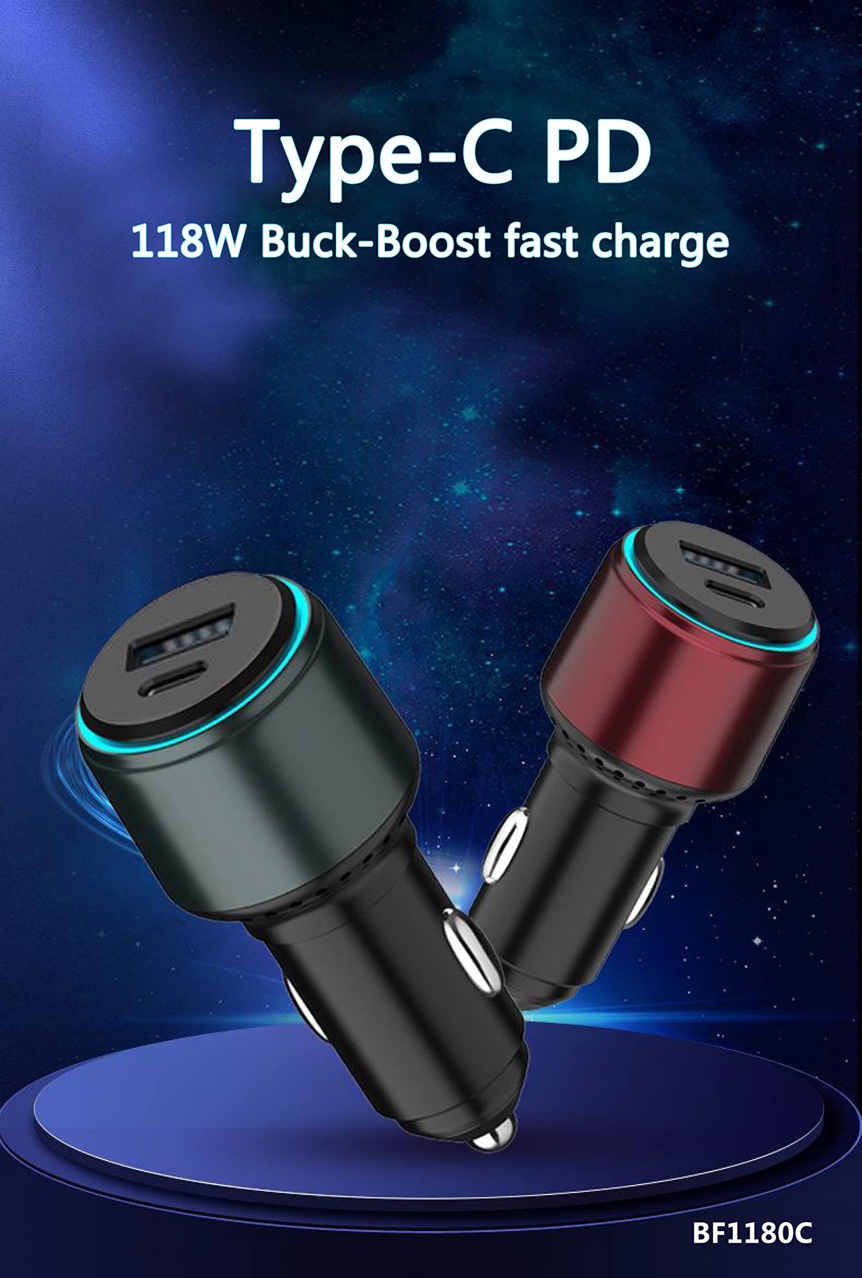118W Dual USB C Car Charger - Fast Charging for iPhone 14/13/12, Samsung S22/S21, iPad & MacBook - Perfect for Road Trips & Travel