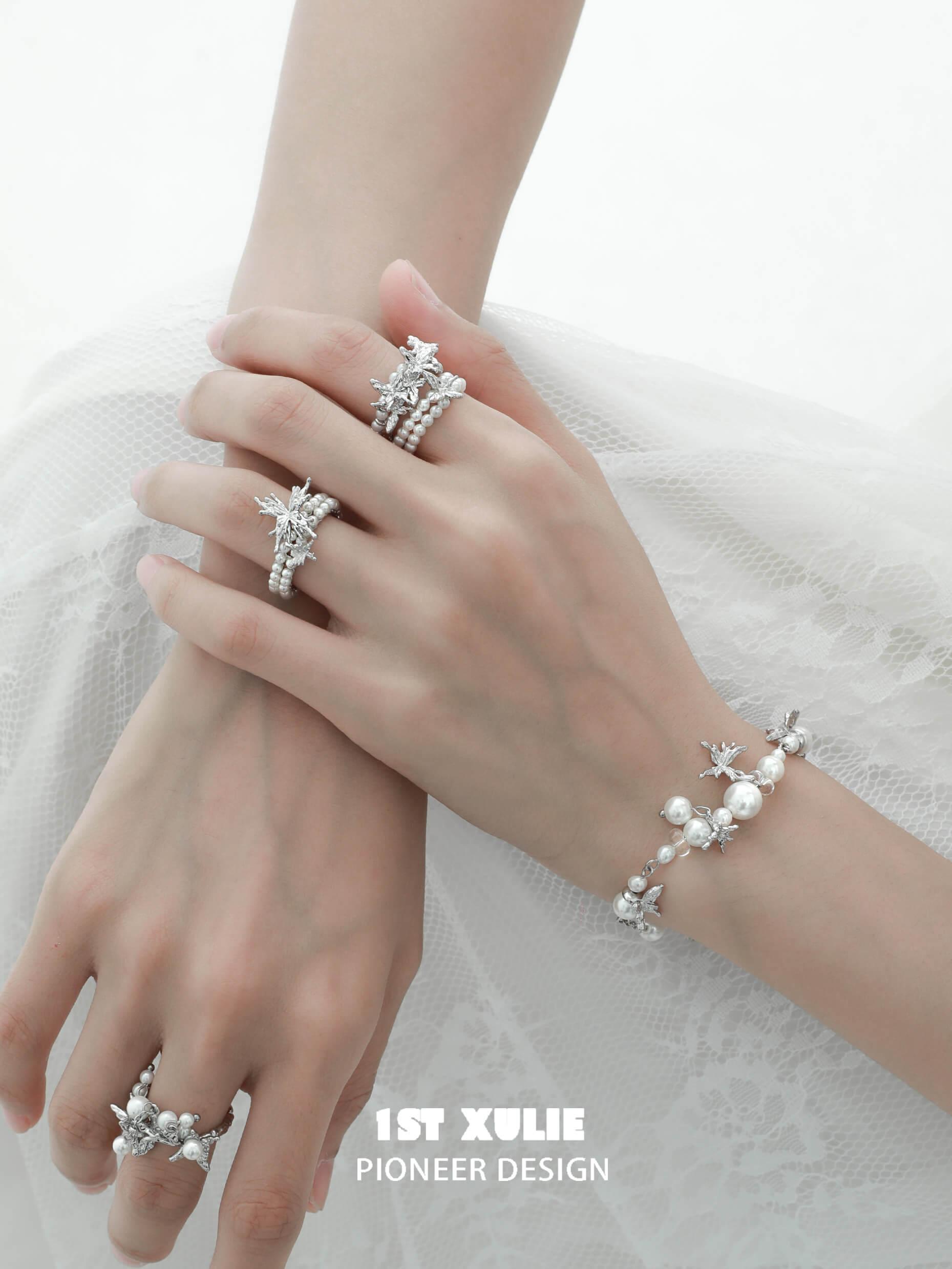 Whiterfly S925 Sterling Silver Butterfly Pearl Rings for Women - Elegant Handmade Jewelry Gift for Birthday, Anniversary & Valentine's Day - Perfect for Daily Wear, Parties & Special Occasions