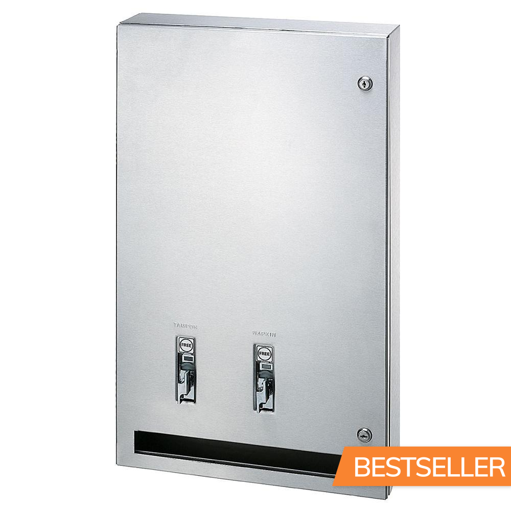 Bradley 407-11 Modern Sanitary Napkin & Tampon Dispenser - Wall Mounted Satin Finish | Ideal for Restrooms, Offices & Public Spaces