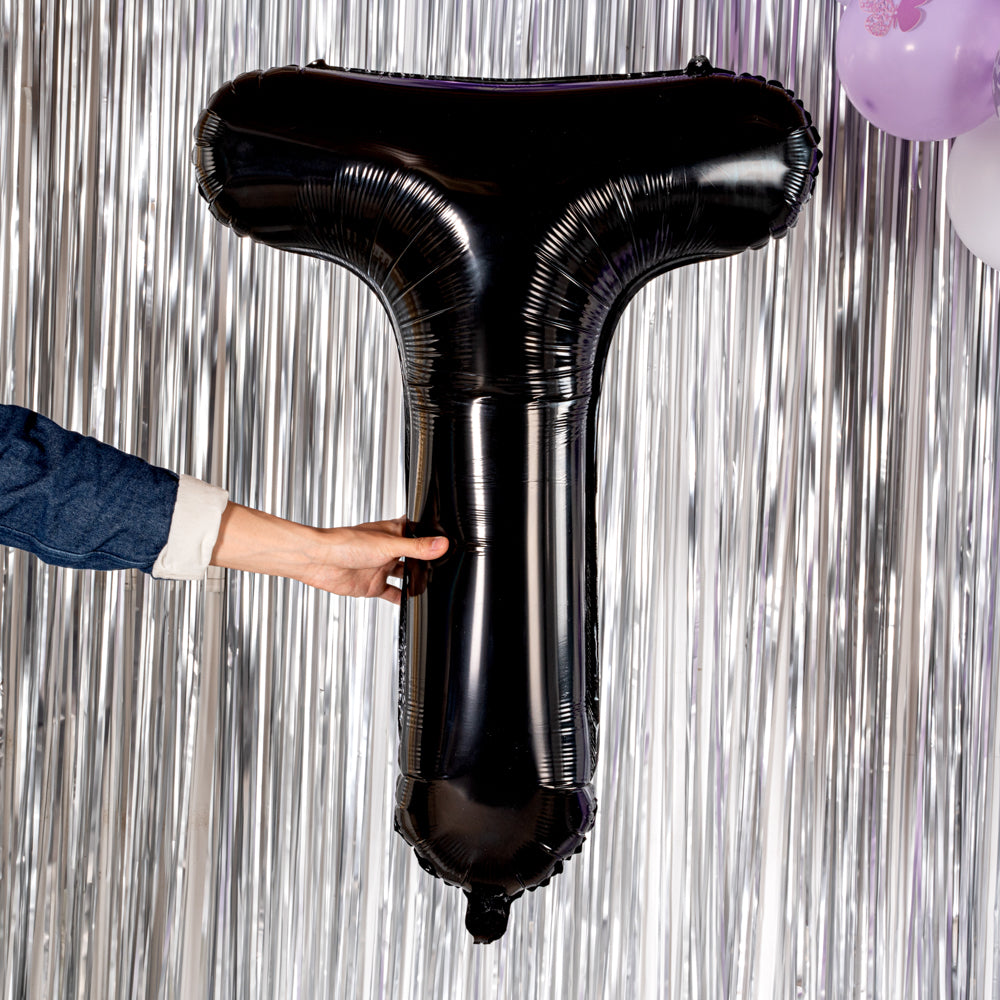 Black Mylar Letter T Balloon - 40