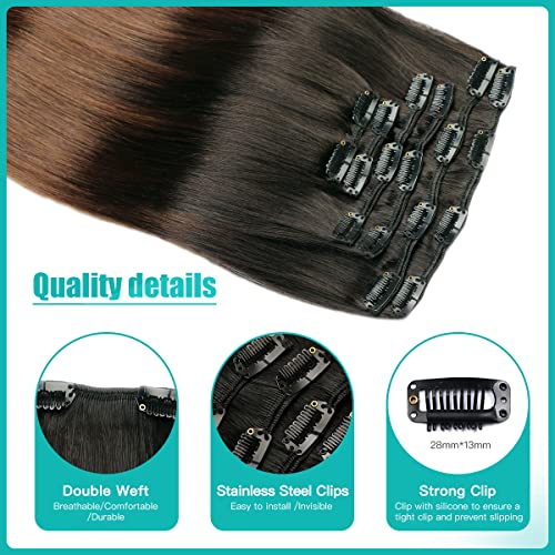 Premium Double Weft Clip-in Human Hair Extensions - 100% Remy Human Hair for Length & Volume | Perfect for Parties, Weddings & Everyday Styling