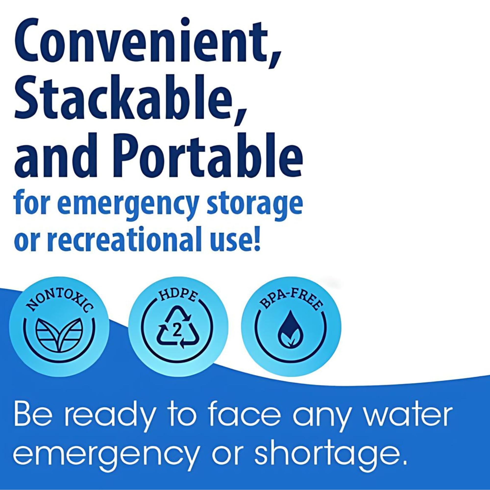 5 Gallon Emergency Water Storage Containers with Lids & Spigot - Stackable Survival Water Tanks (6-Pack, 30 Gallons Total) - Perfect for Emergency Preparedness, Camping, and Outdoor Adventures