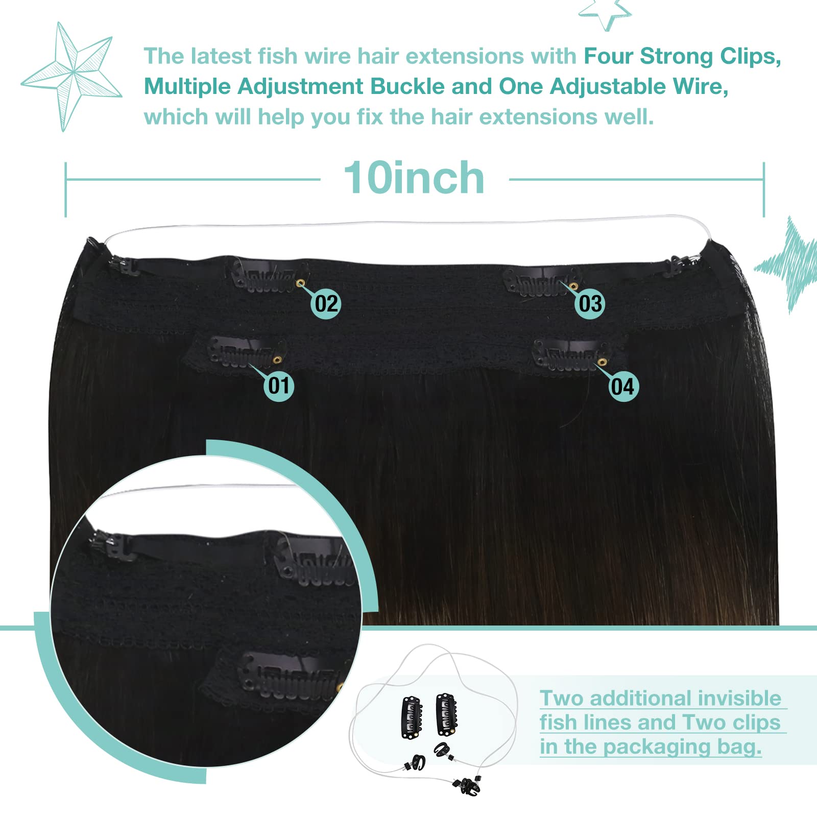 Premium 100% Human Hair Wire Hair Extensions for Women - Clip-In, Heat Resistant, Natural Look for Daily Styling & Special Occasions