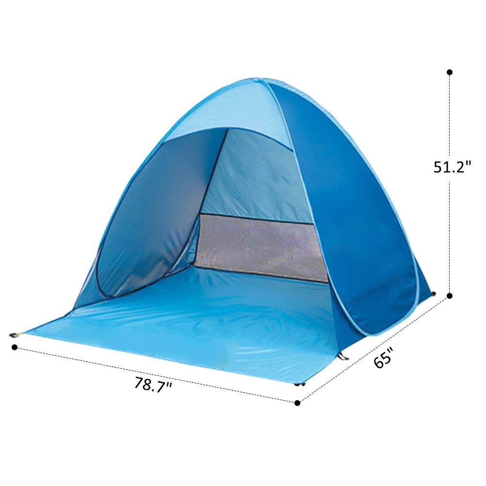 Large UV Protection Beach Tent - Pop Up Sun Shelter with Waterproof & Windproof Design, Portable Automatic Sun Umbrella for 3-4 People | Perfect for Camping, Hiking, Picnics, Beach Days & Outdoor Adventures - Sets Up in Seconds