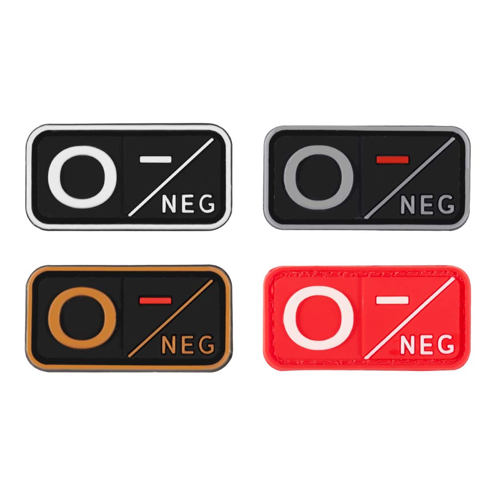 D-FLIFE 3D PVC Blood Type Patch Kit - A+, B+, AB+, O+ Positive & A-, B-, AB-, O- Negative Rubber Fasteners (O- Negative) - Ideal for Medical ID, Emergency Preparedness & First Aid Kits