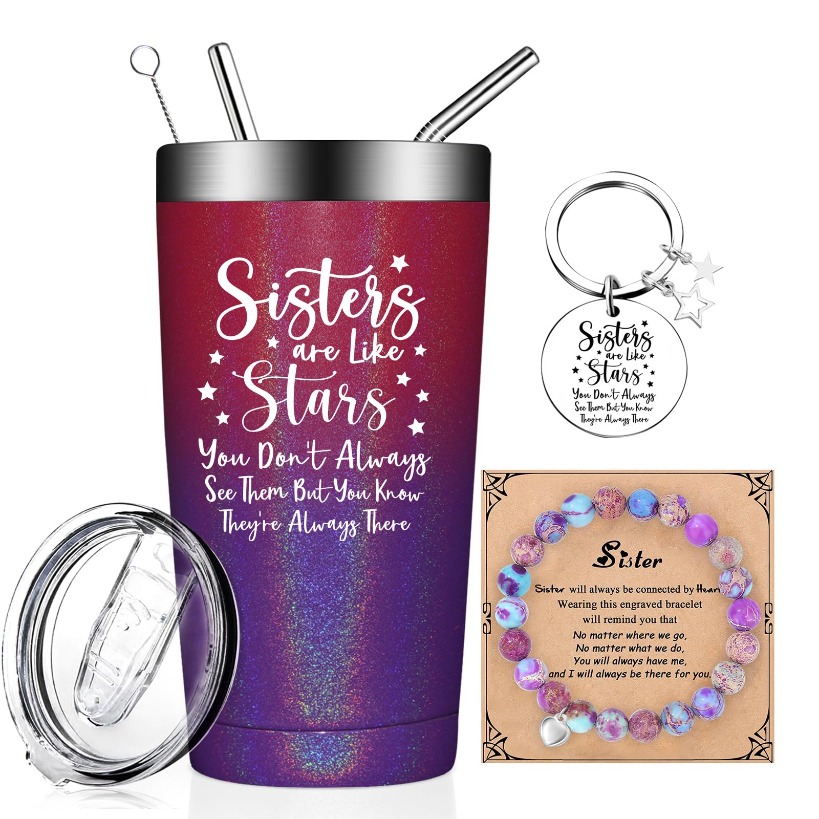Fufandi Sister Gifts - Thoughtful Birthday & Christmas Presents for Sisters - Insulated Tumbler Cup for Women - Perfect for Mother's Day, Sister Appreciation & Daily Use at Work or Gym
