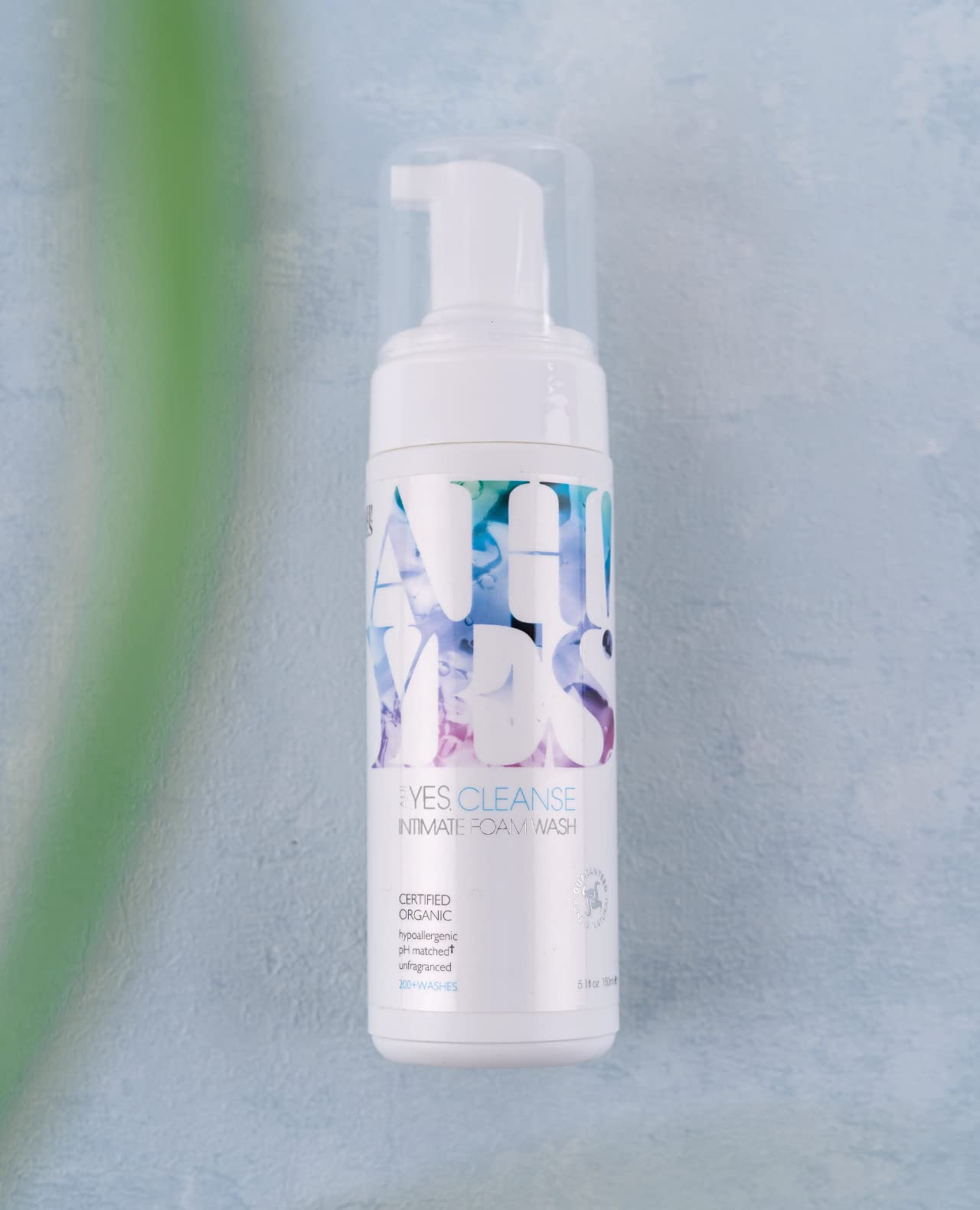 AH! YES® CLEANSE pH Balanced Feminine Wash - Certified Organic, Pure & Natural Vaginal Wash for Women - Unscented & Gentle Foaming Intimate Cleanser (5.1 fl oz) | Daily Hygiene & Post-Workout Care for Freshness & Comfort