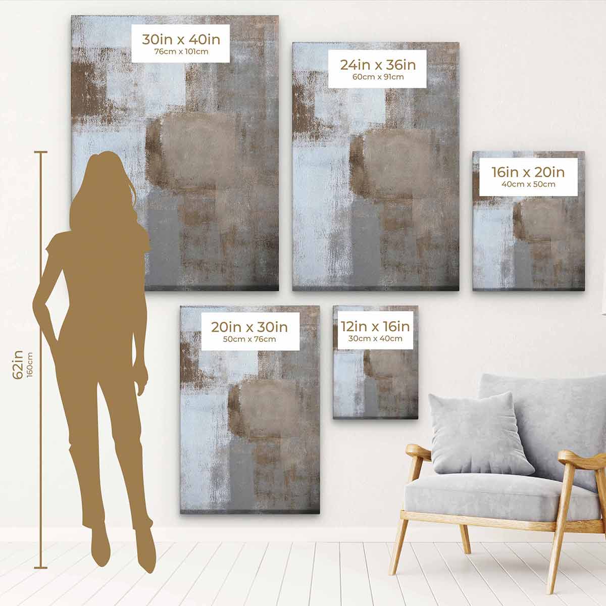 Modern Brown Abstract Wall Art Canvas Print 8391 - Handmade Home Decor for Living Room, Bedroom & Office