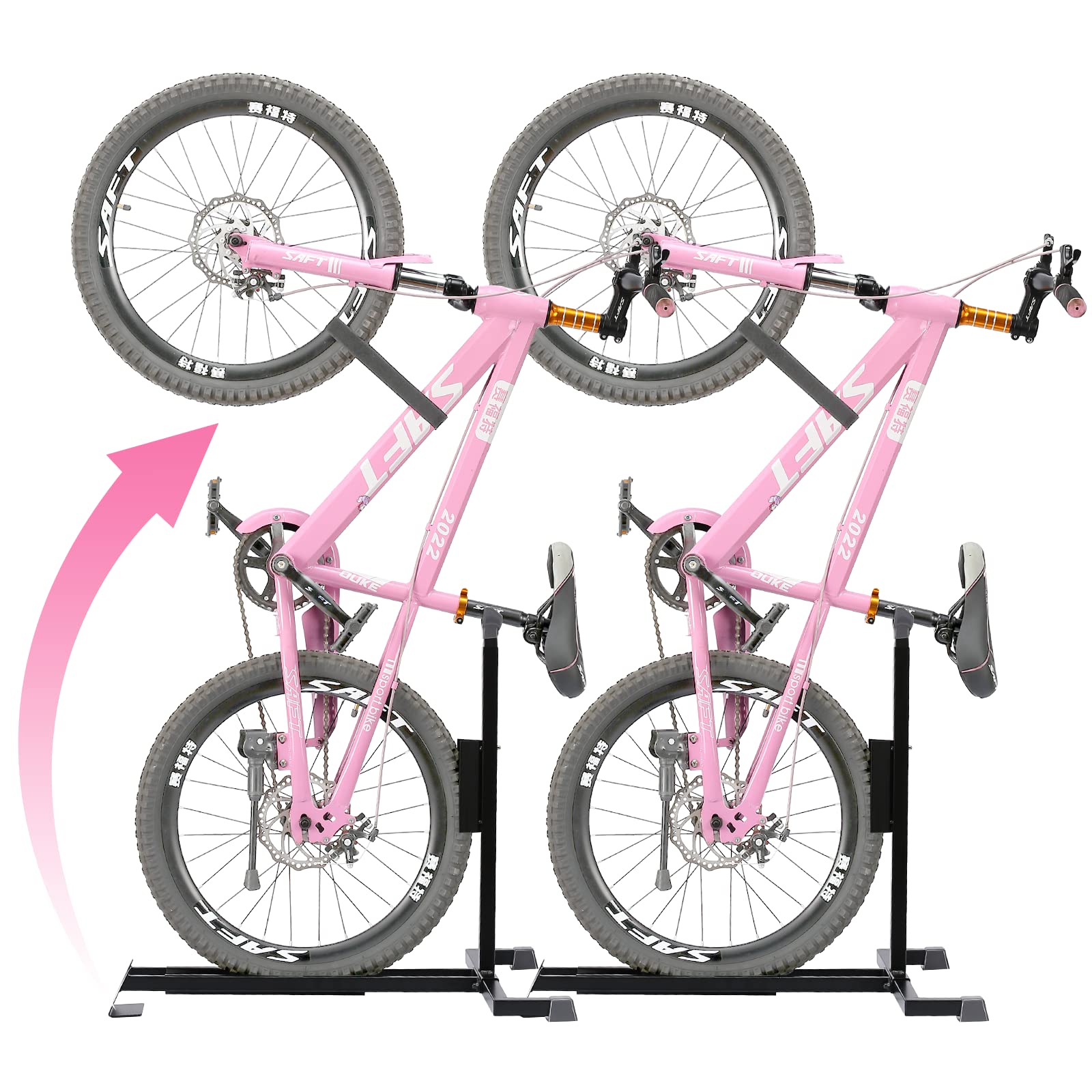 Heavy Duty Vertical Bike Stand for Indoor Storage - 2 Pack PVC Coated Upright Bicycle Rack Holder Fits 24