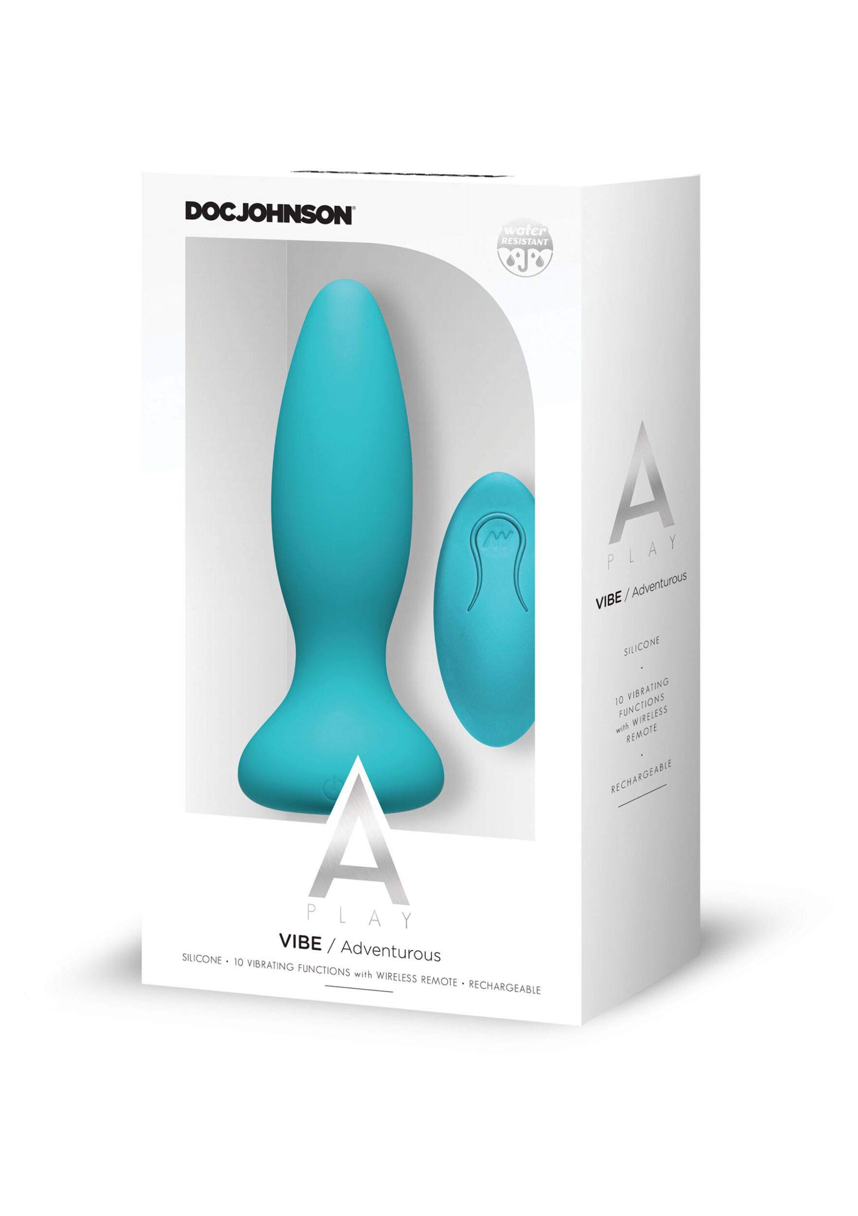 Doc Johnson A-Play Rechargeable 10-Speed Vibrating Silicone Anal Plug with Wireless Remote - Medium Teal - Adult Toy for Couples & Solo Play - Perfect for Spicing Up Bedroom Fun & BDSM Exploration