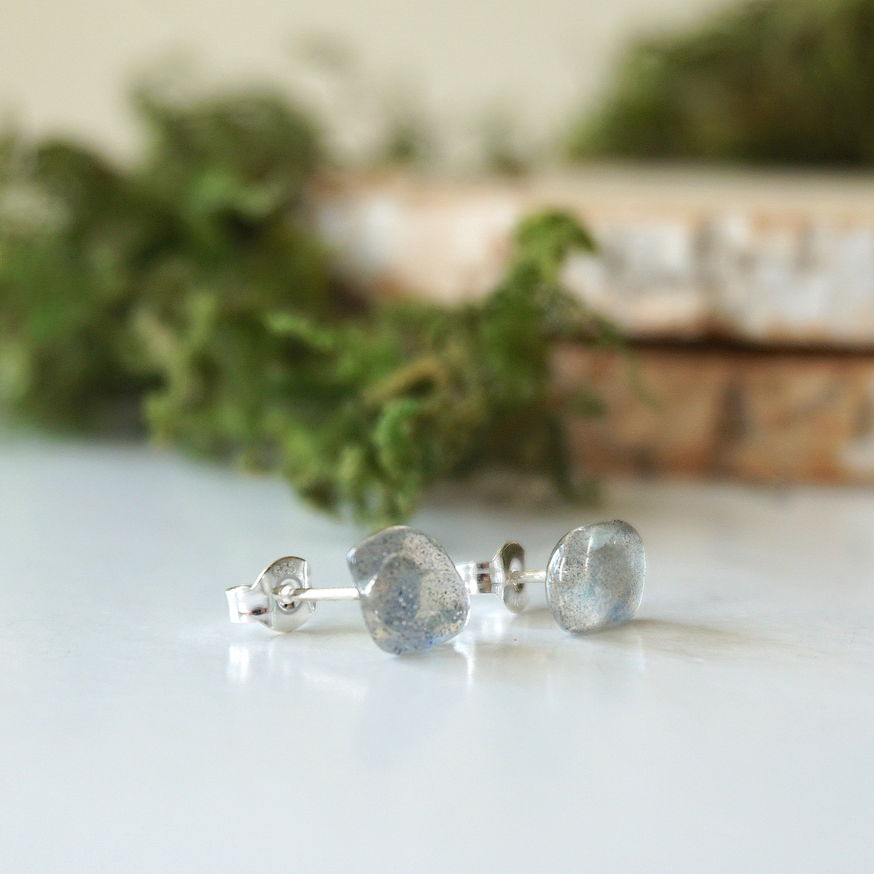 Natural Labradorite Stud Earrings for Women - Hypoallergenic Sterling Silver Post Earrings - Perfect for Everyday Wear, Gifts & Special Occasions