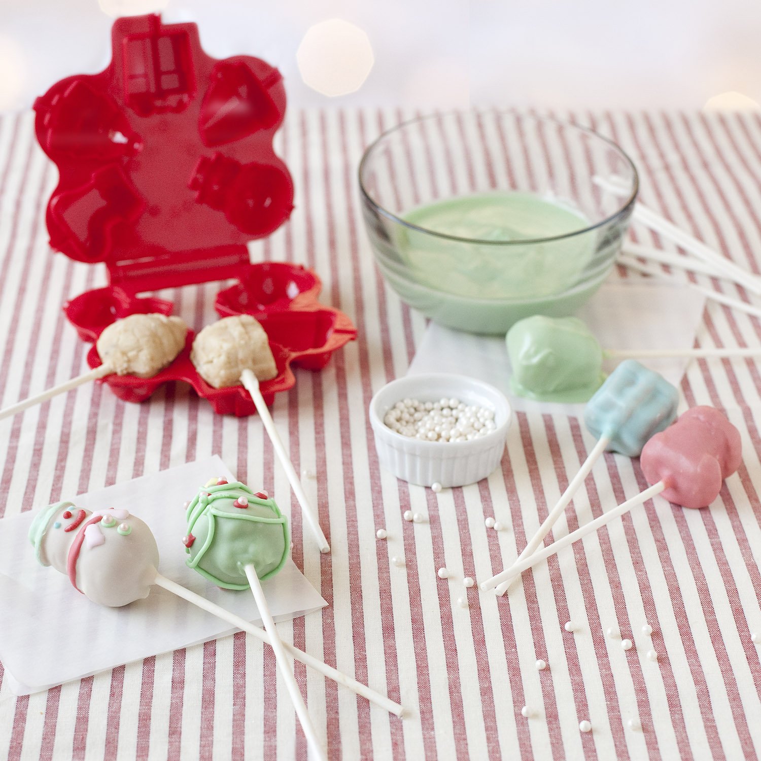 Sweet Creations Christmas Cake Pop Press Mold - Red | Holiday Baking Tool for Festive Desserts & Party Treats
