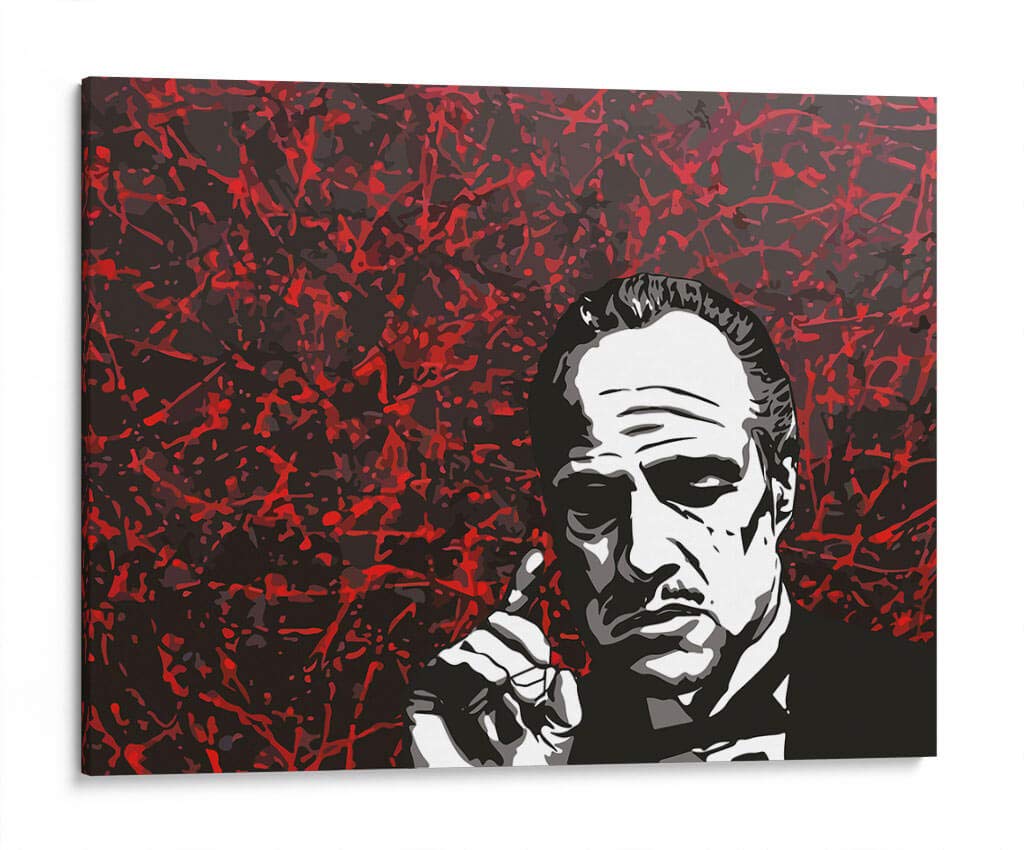 El Pinta Cuadros Canvas Wall Art - The Godfather Corleone Pop Art Painting 40x30 Inches Red - Vintage Movie Decor for Living Room, Office & Man Cave
