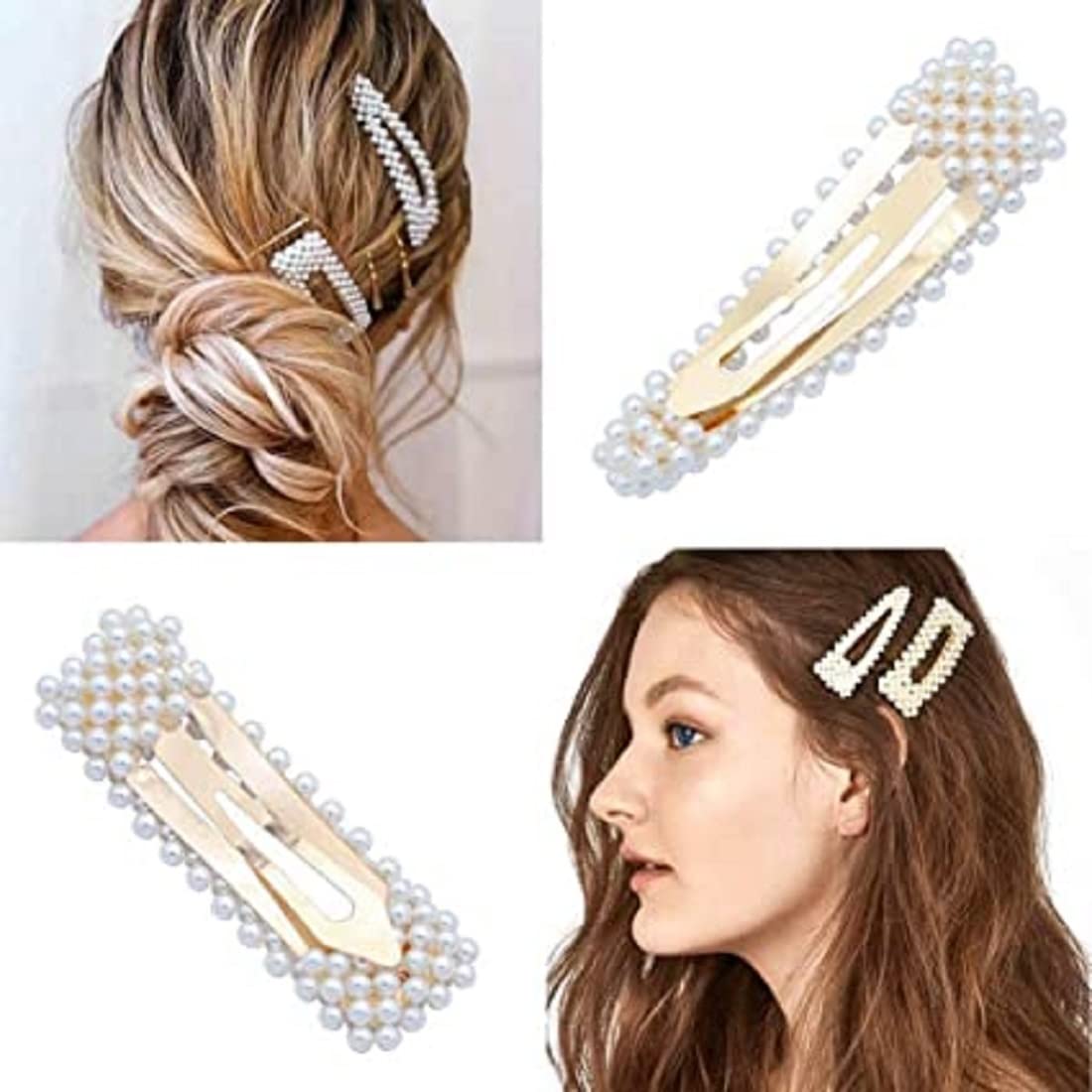 Elegant Handmade Pearl Metal Hair Clips for Women & Girls - 10 Pack Fashion Hair Accessories with Random Designs for Parties, Weddings & Special Occasions | Perfect for Updos, Braids & Everyday Styling