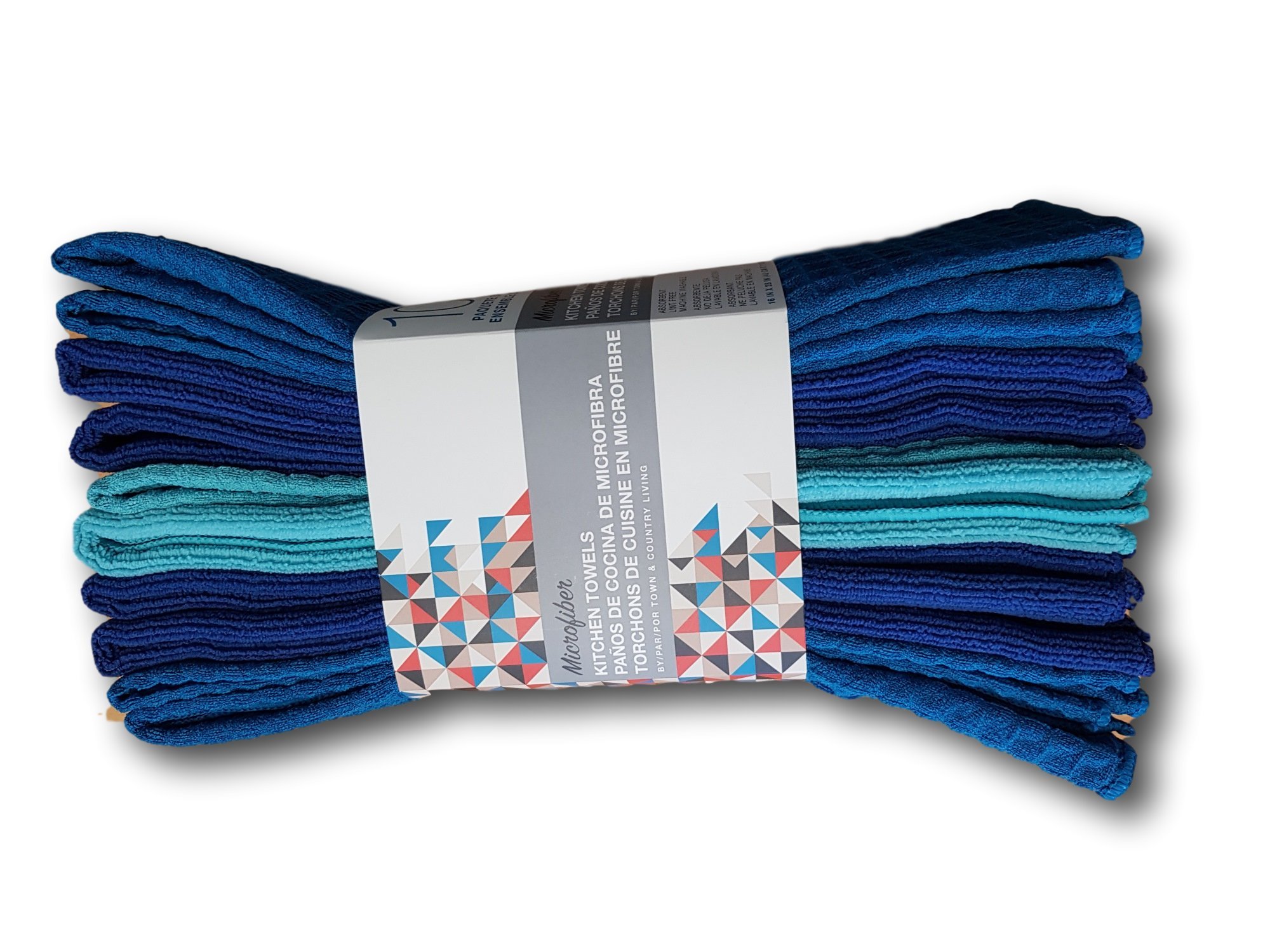 Premium Microfiber Kitchen Towels Set of 10 - Ultra Absorbent & Lint-Free Cleaning Cloths for Dishes, Countertops & Appliances - Quick-Drying Blue Dish Towels for Home & Restaurant Use