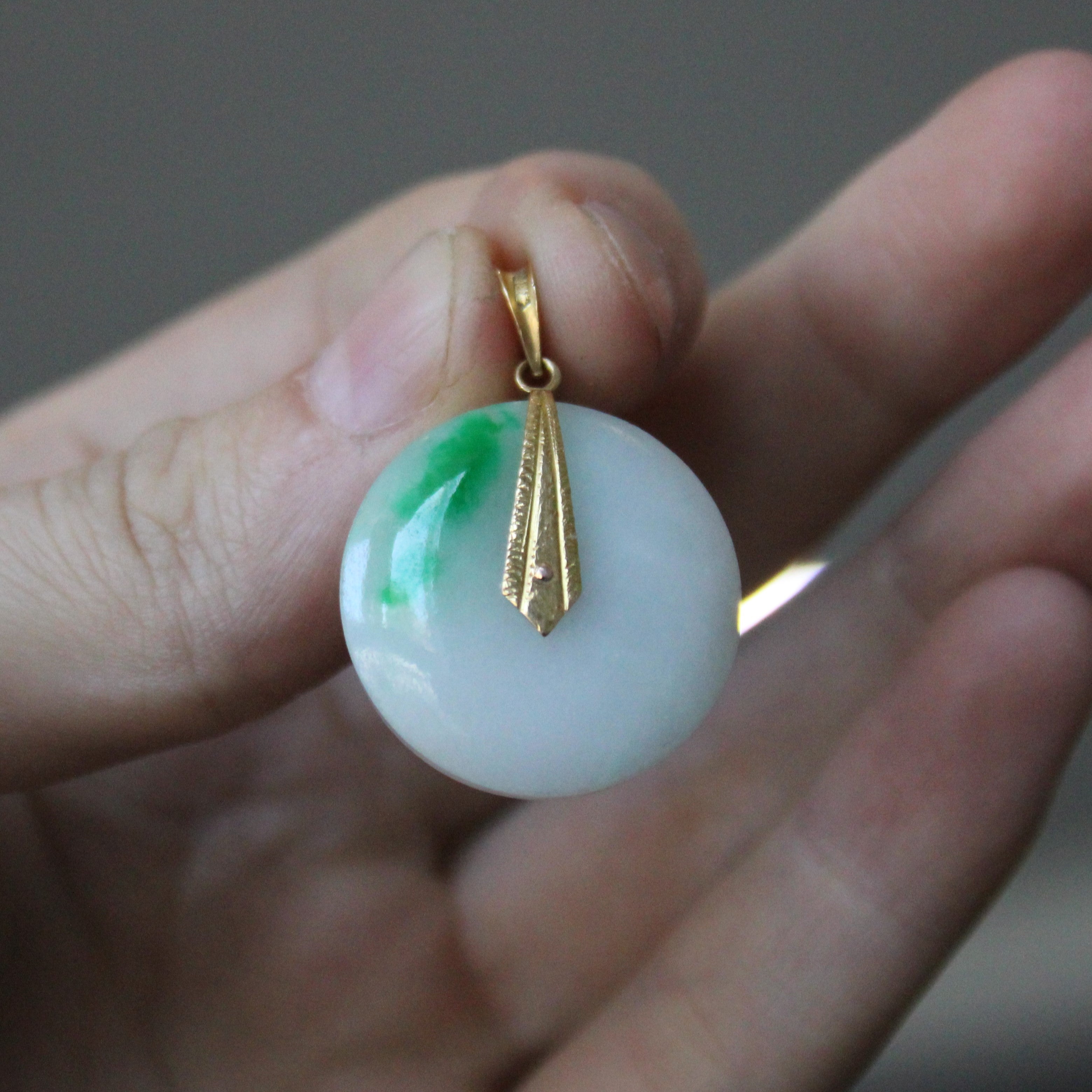 22k Gold Jadeite Donut Pendant - 29.00ct Natural Green Jade Gemstone Necklace for Women | Elegant Jewelry Gift for Birthday, Anniversary & Special Occasions