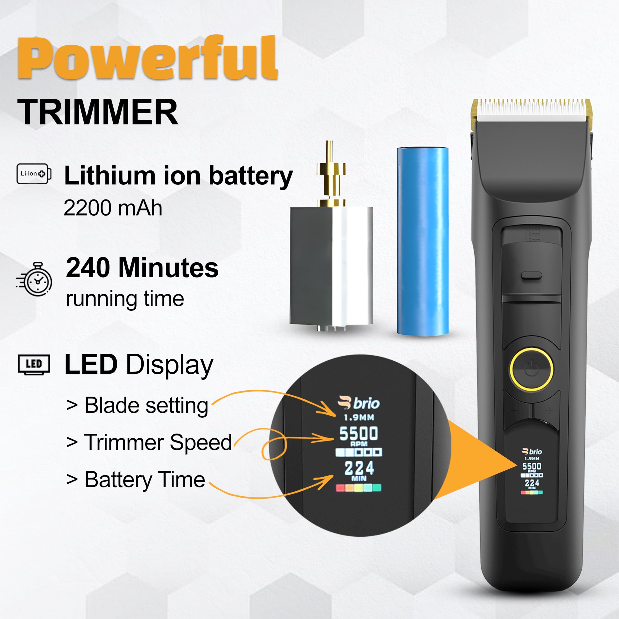 Brio Beardscape V2 Black Beard Trimmer Kit with Zero Blade, Body Blade & Pro Travel Case - Adjustable Ceramic Blade & Length Guards for Precision Grooming | Perfect for Travel, Home Use & Professional Barbers