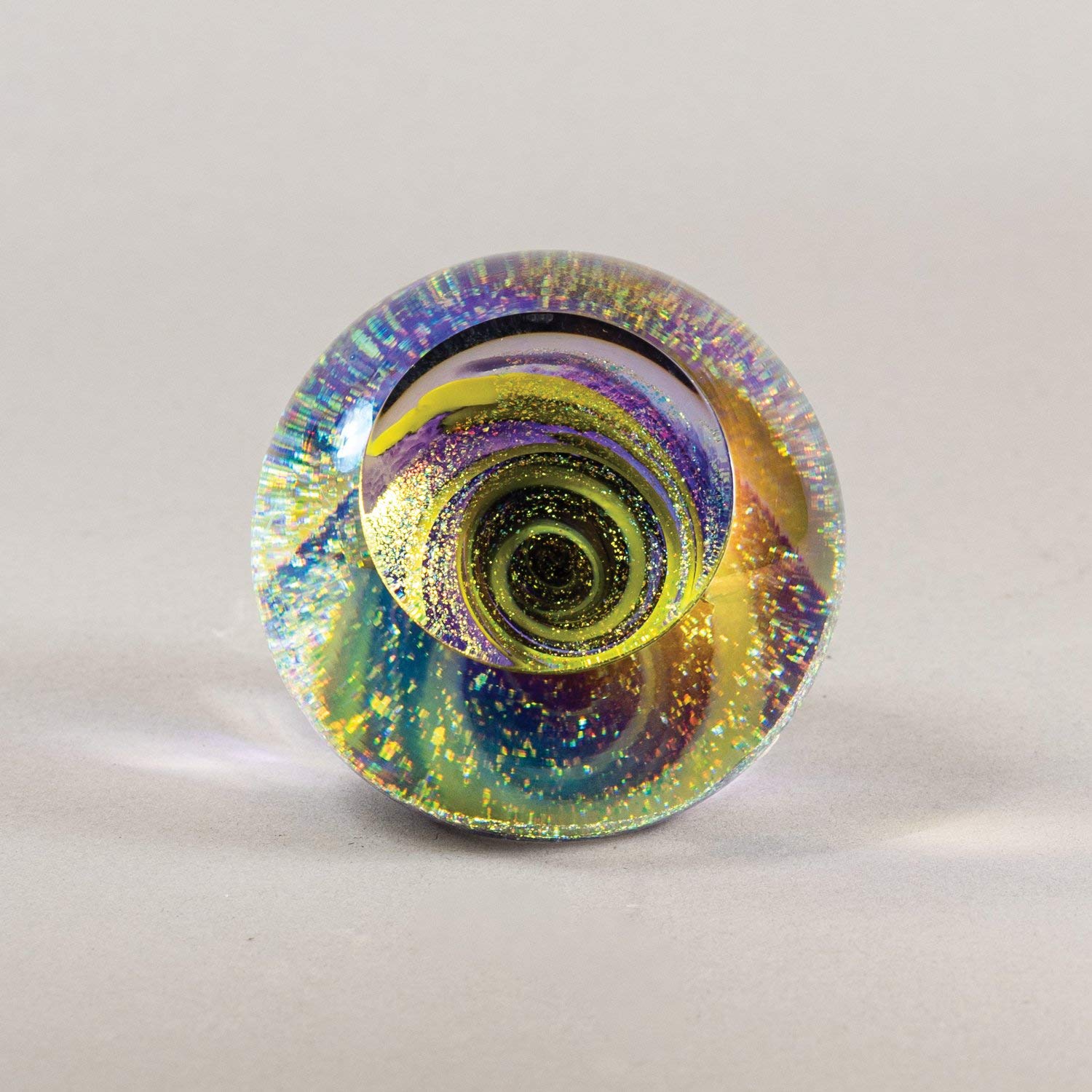 Glass Eye Studio Adventurine Fireball Marble Paperweight 2 Inch - Elegant Desk Decor for Office & Home, Unique Gift for Collectors & Crystal Lovers