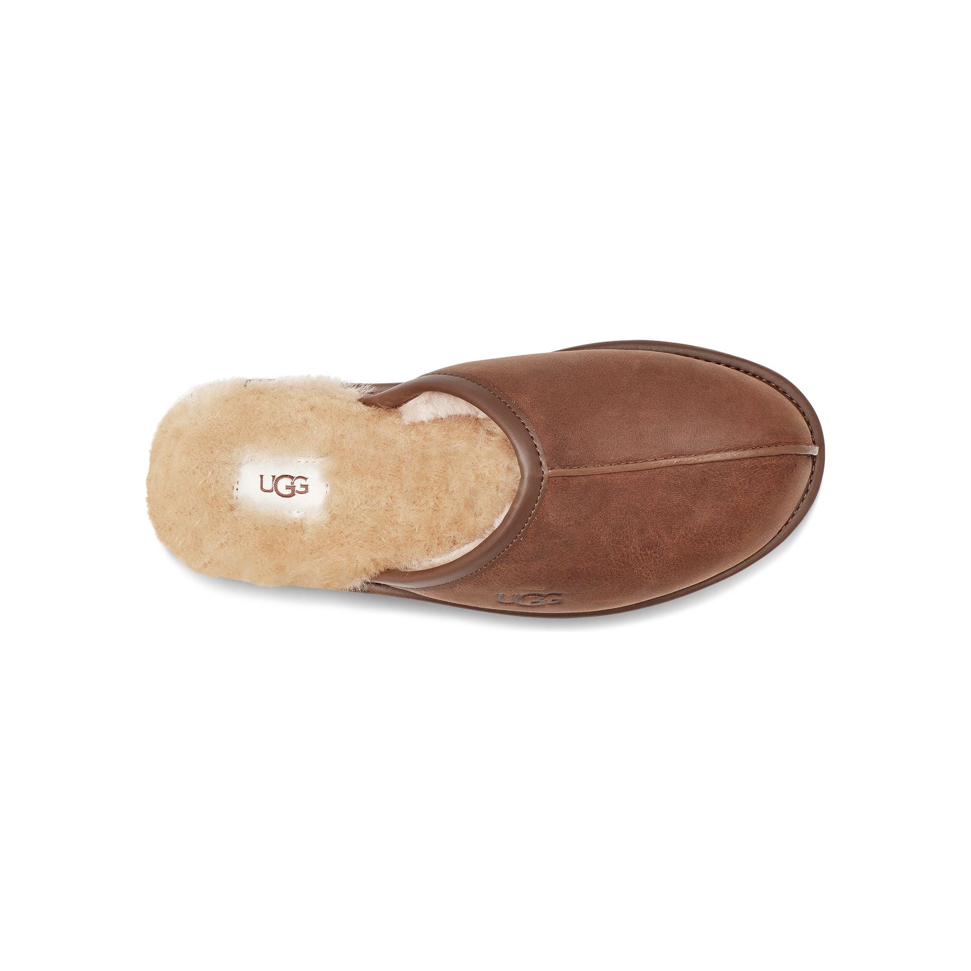 UGG Men's Scuff Leather Slippers in Tan - Comfortable House Shoes for Indoor & Outdoor Wear, Perfect for Relaxing at Home or Quick Errands