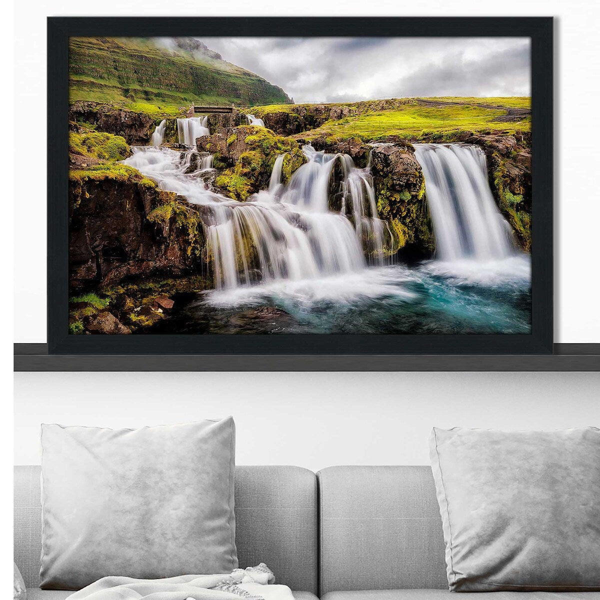 Beneath the Falls Horizontal Acrylic Wall Art Print - Stunning Waterfall Landscape Decor for Living Room, Bedroom & Office