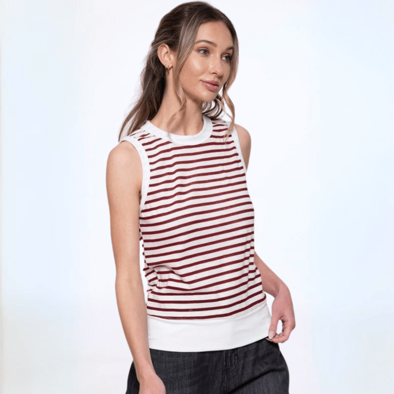 Light & Lux Semi-Sheer Striped Tank Top - Made in USA | Comfortable & Stylish for Casual Wear, Layering & Summer Outfits