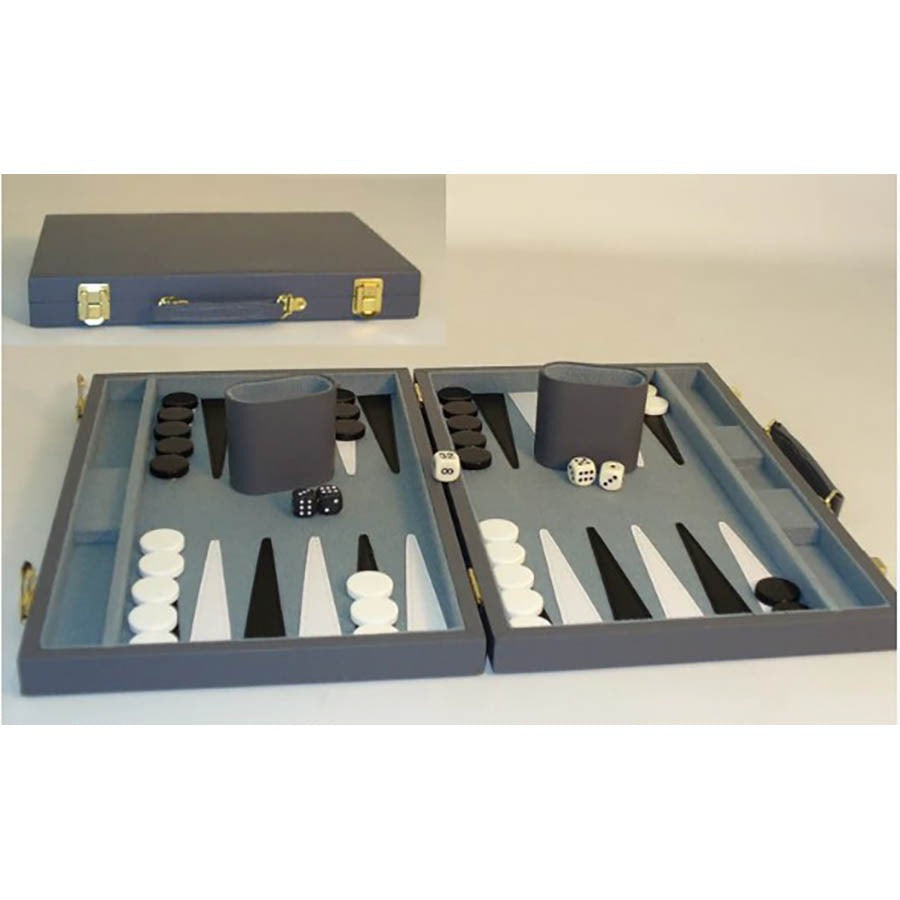 Premium Gray Vinyl Backgammon Set - 15