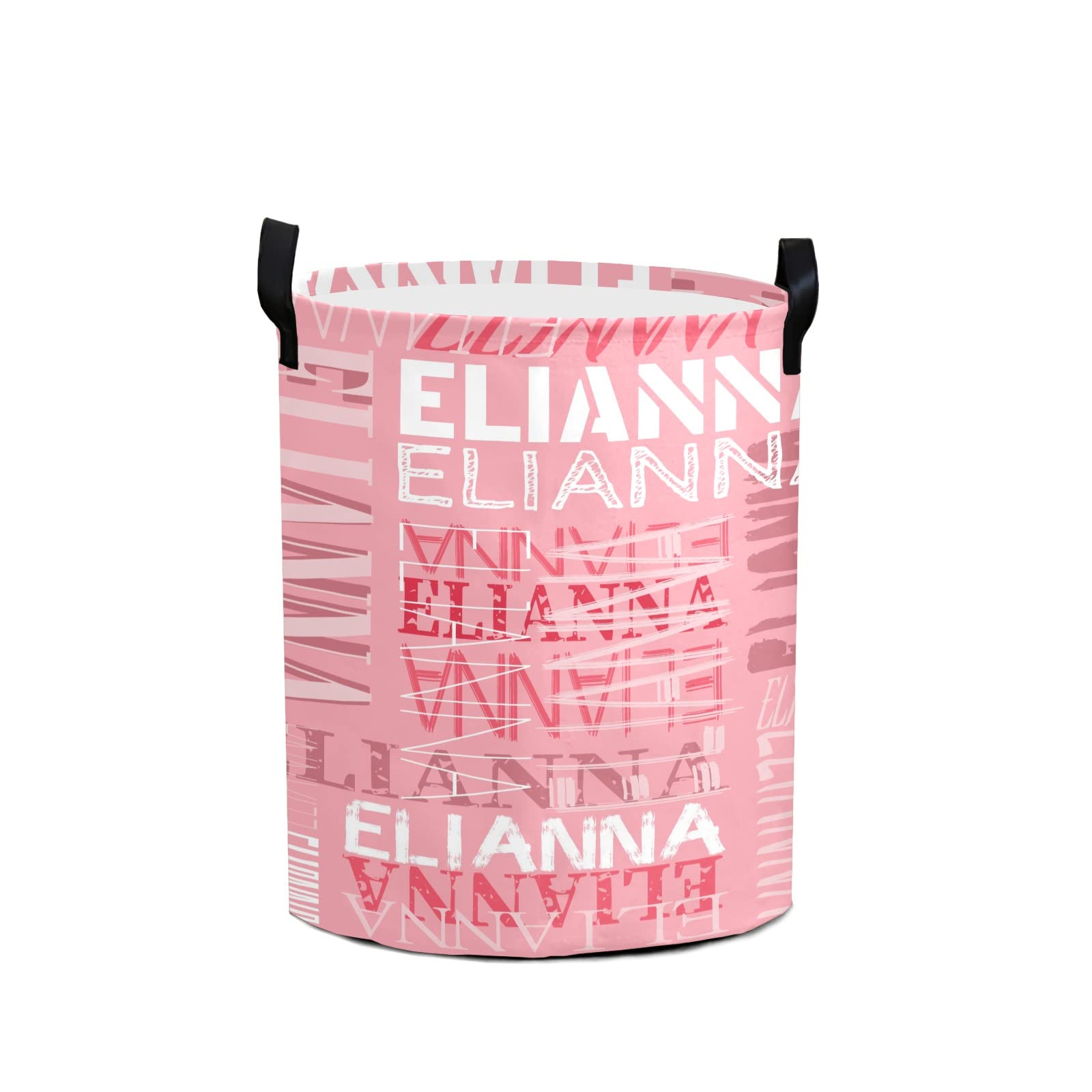 Personalized Laundry Hamper with Name - Custom Clothes Storage Basket with Handle for Bathroom, Living Room & Bedroom - Light Pink Laundry Organizer for Home, Dorm & Nursery