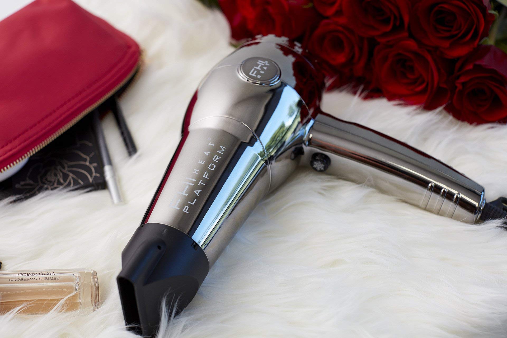 FHI HEAT Nano Lite Pro 1900 Turbo Tourmaline Ceramic Hair Dryer - Lightweight Fast Drying Blow Dryer with 3 Attachments (Comb, Concentrator, Diffuser) for Salon-Quality Styling at Home
