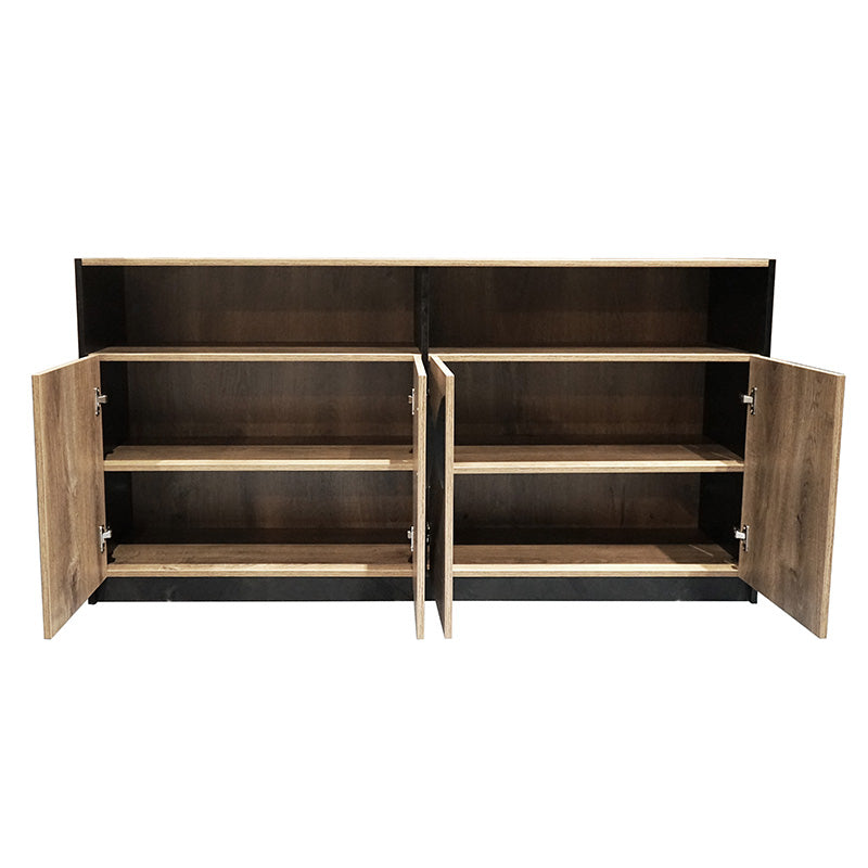 ARTO Credenza Cabinet 157cm - Warm Oak & Black Finish - Modern TV Stand, Storage Console for Living Room, Bedroom & Office