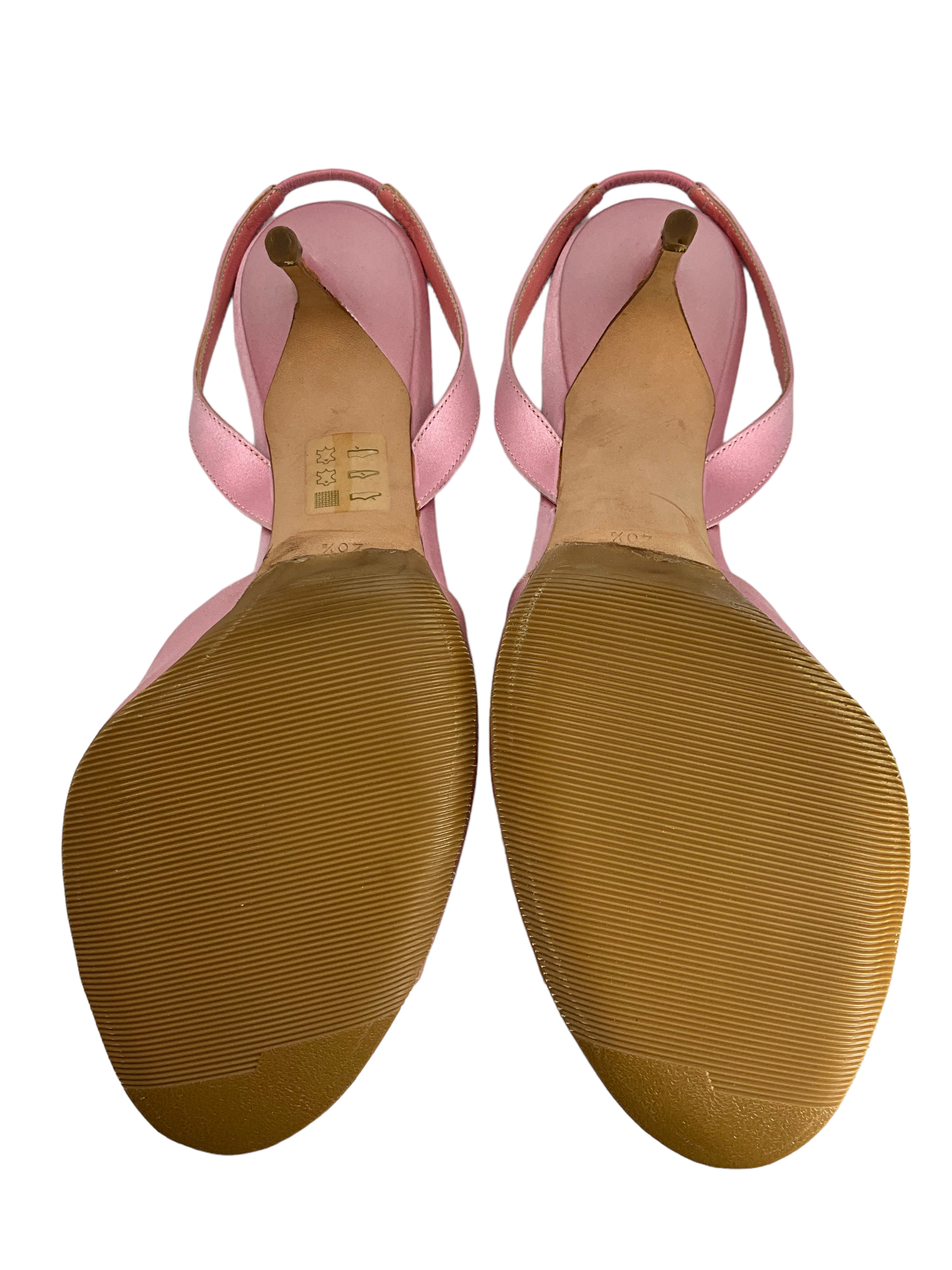 Badgley Mischka Women's Size 10.5 Pink Satin Embroidered Heeled Sandals - Elegant Wedding & Evening Party Shoes for Brides & Formal Events