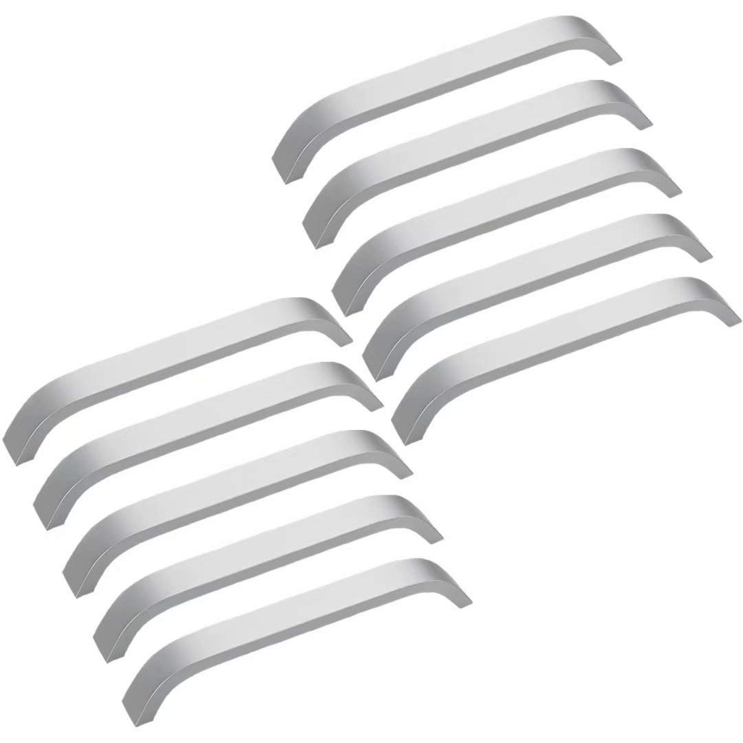 Modern Cabinet Handles 10-Pack - Silver Drawer Pulls for Dresser & Closet