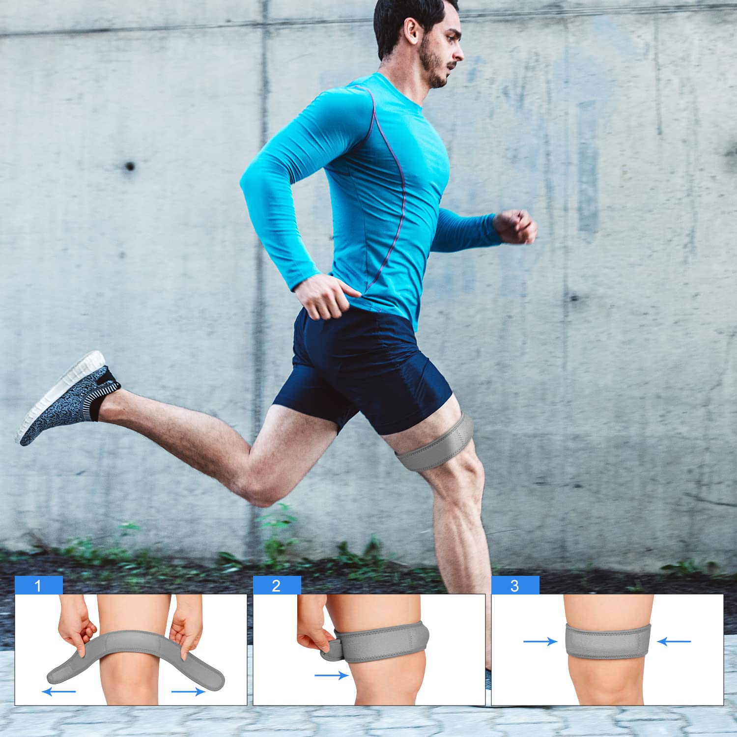 Supregear IT Band Compression Wrap - Adjustable Knee Support Strap for Iliotibial Band Pain Relief - Perfect for Running, Cycling & Sports Recovery